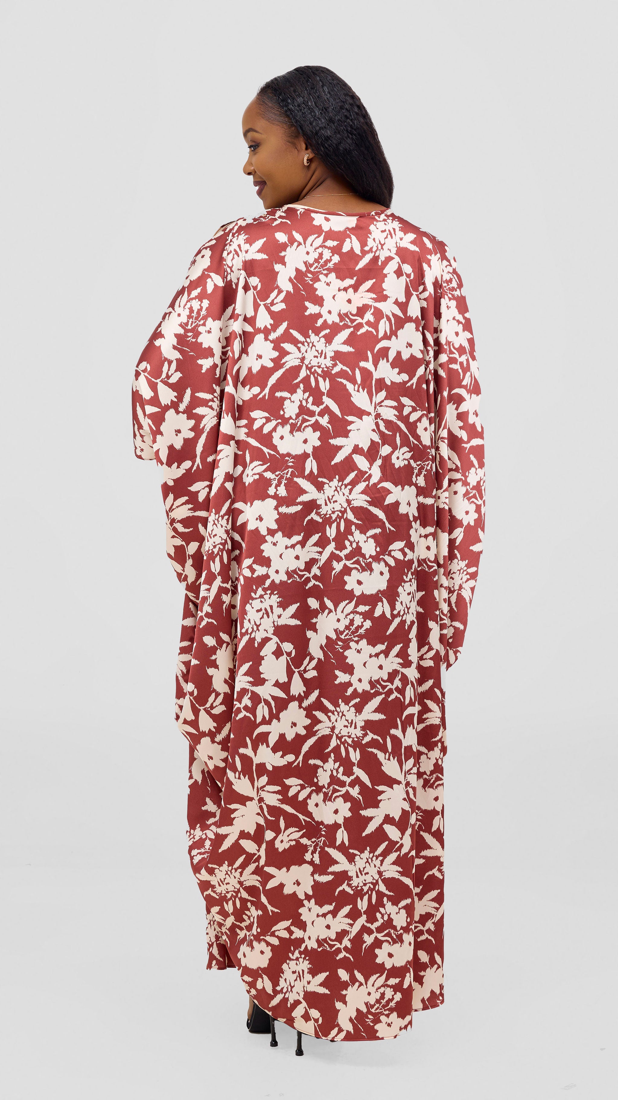 Vivo Lani Maxi Dress - Burgundy / Cream Print