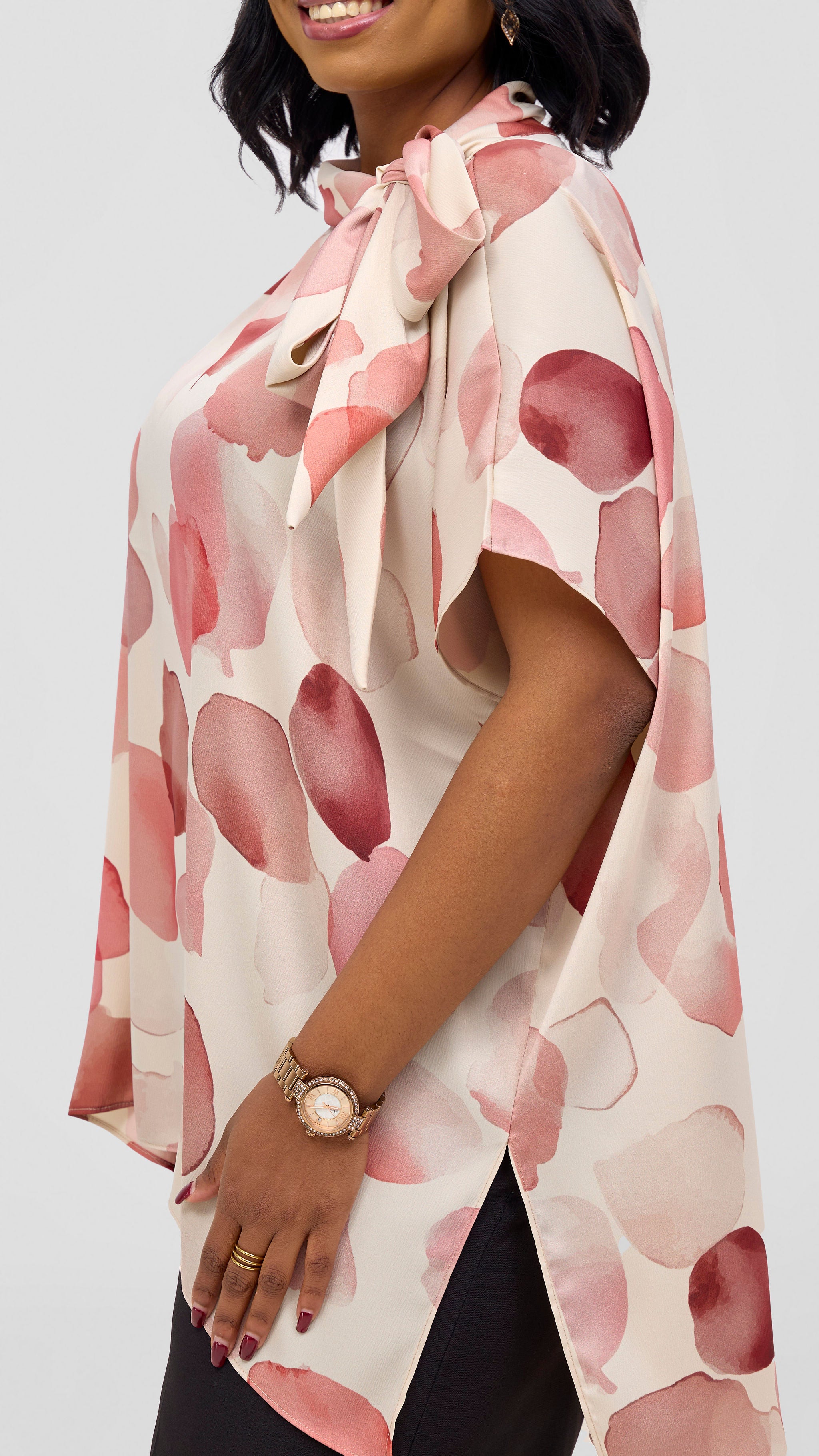 Vivo Takali Tunic Top - Buttermilk / Red Arisi Print