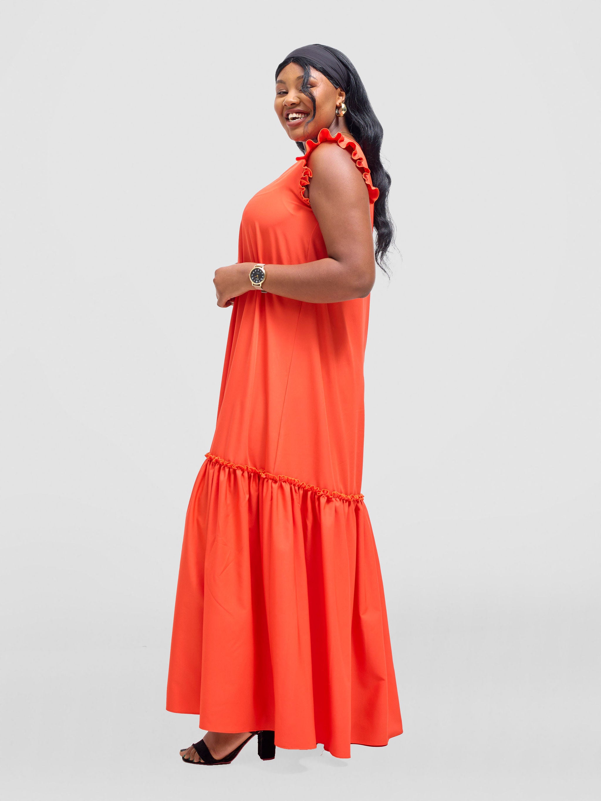 Vivo Nasinka V-Neck Maxi Dress - Orange