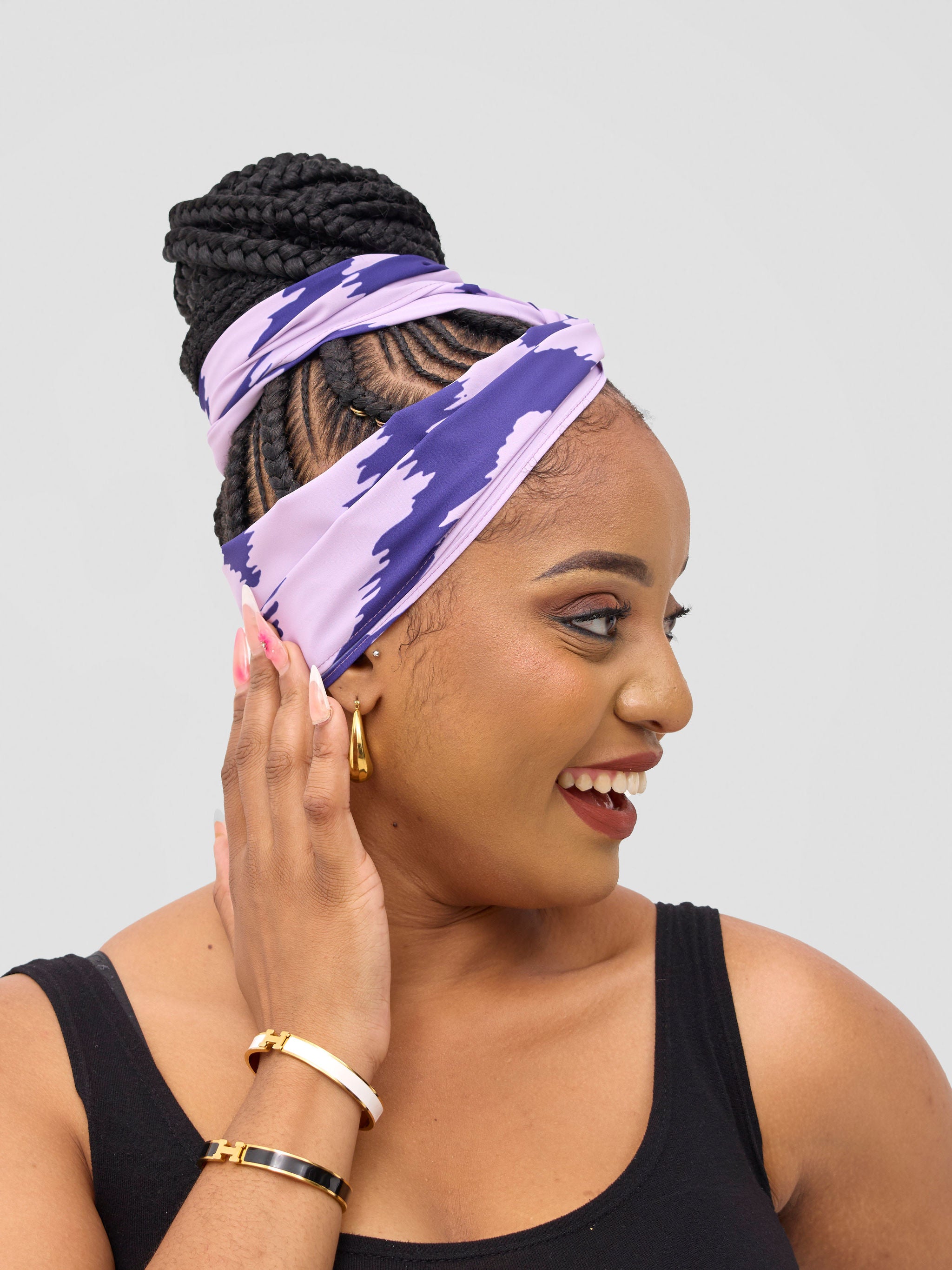 Vivo Seli Head Wrap - Lilac / Navy Esli Print