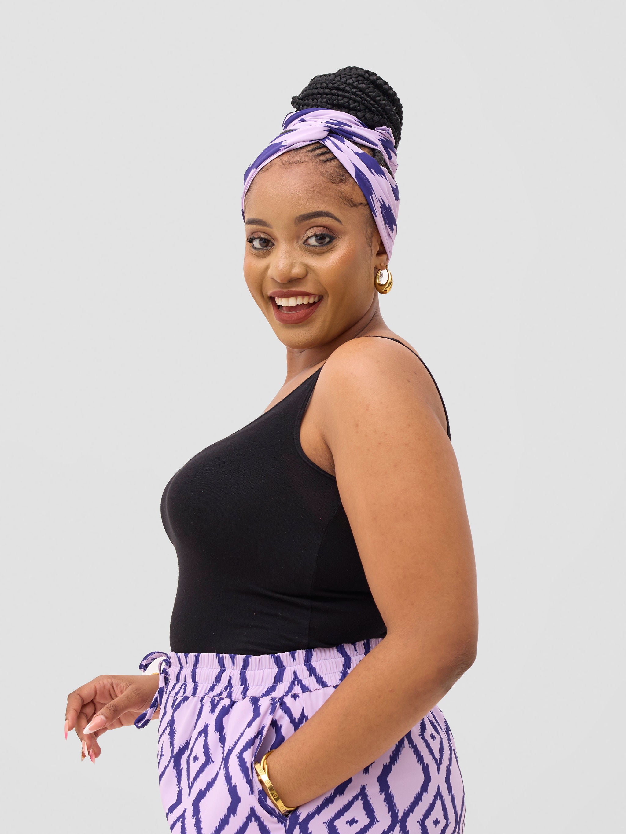 Vivo Seli Head Wrap - Lilac / Navy Esli Print