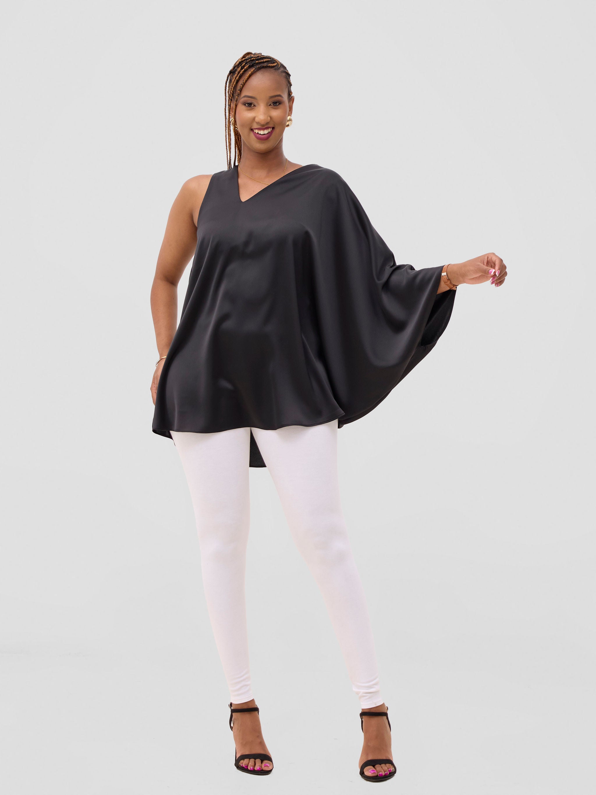 Vivo Yene Asymmetrical Cape Top - Black