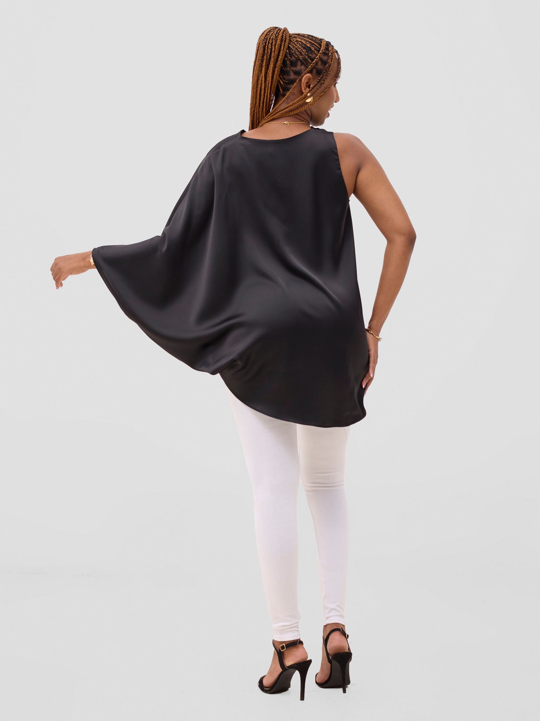 Vivo Yene Asymmetrical Cape Top - Black