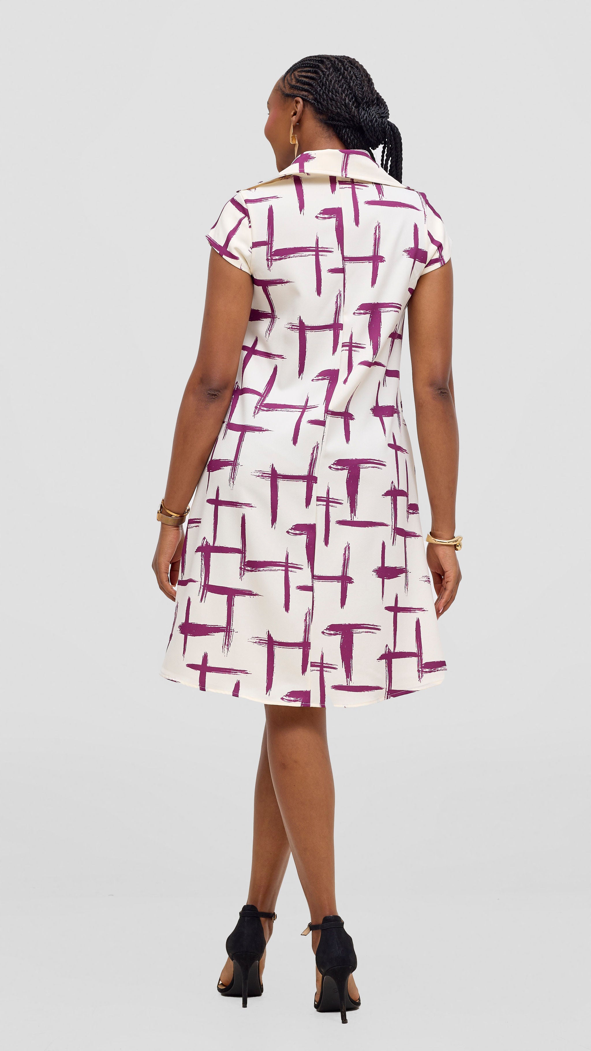 Vivo Mandla Tent Dress - White / Purple Seka Print