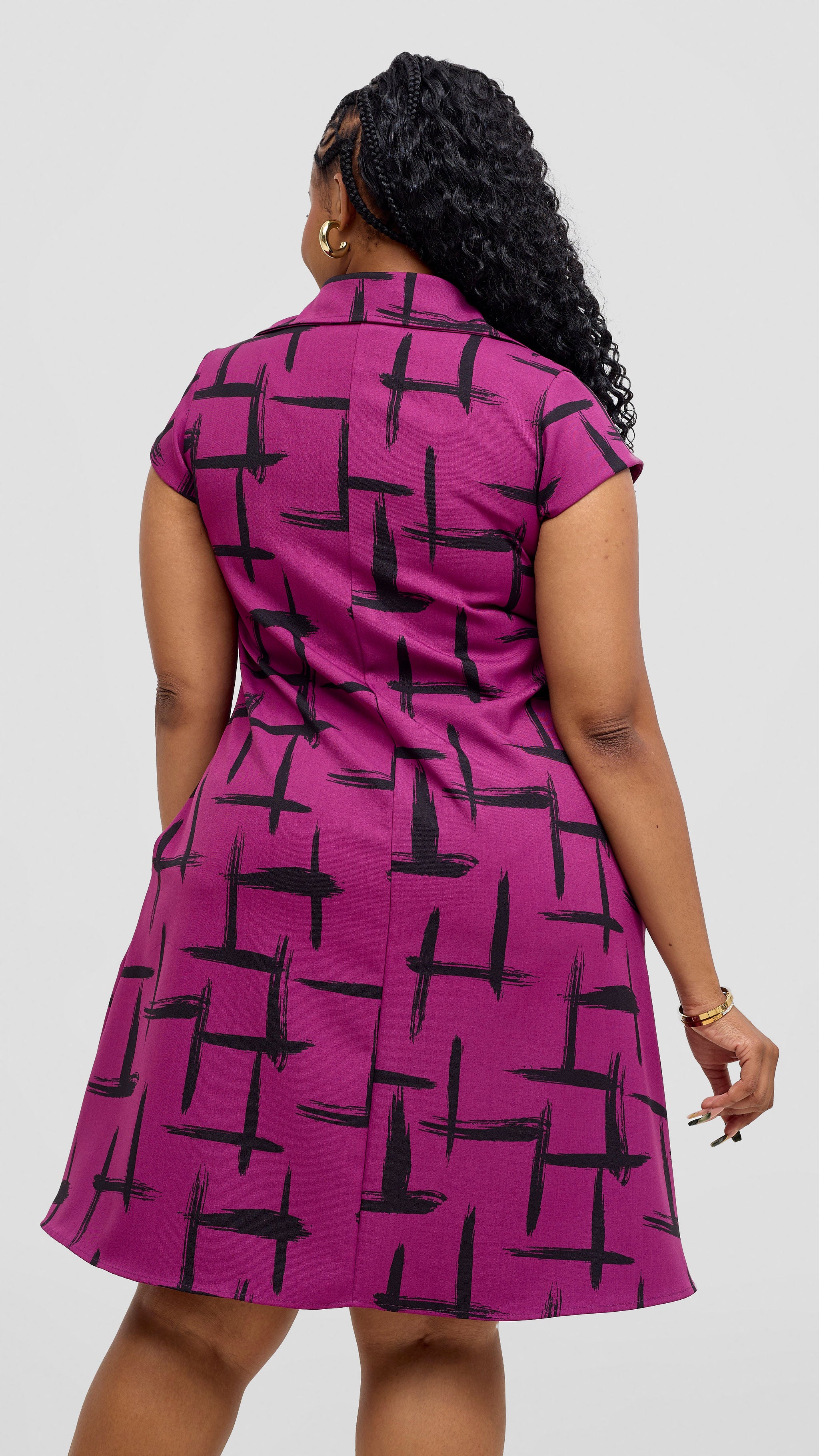 Vivo Mandla Tent Dress - Purple / Black Seka Print