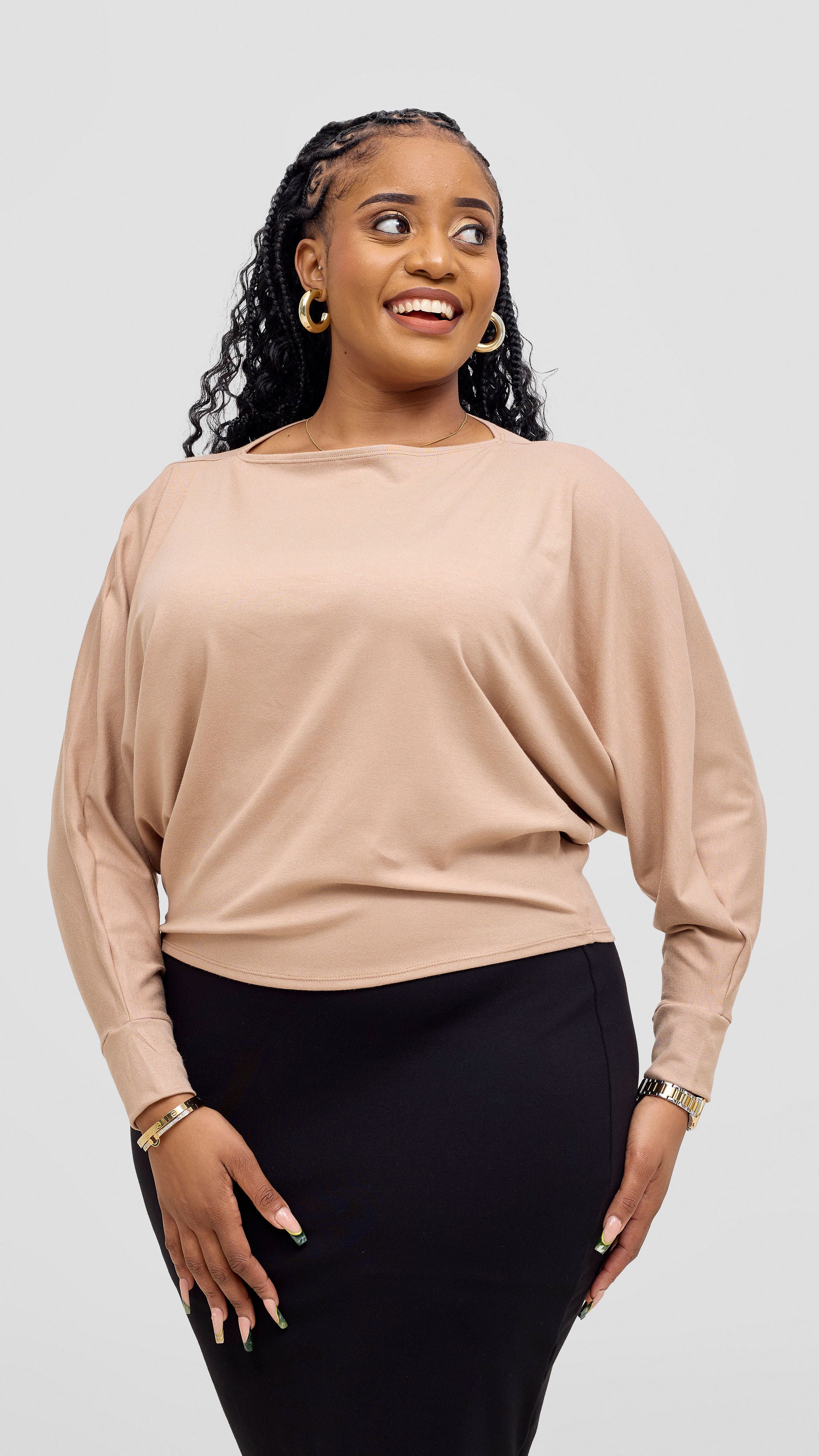 Vivo Bana Batwing Top - Taupe