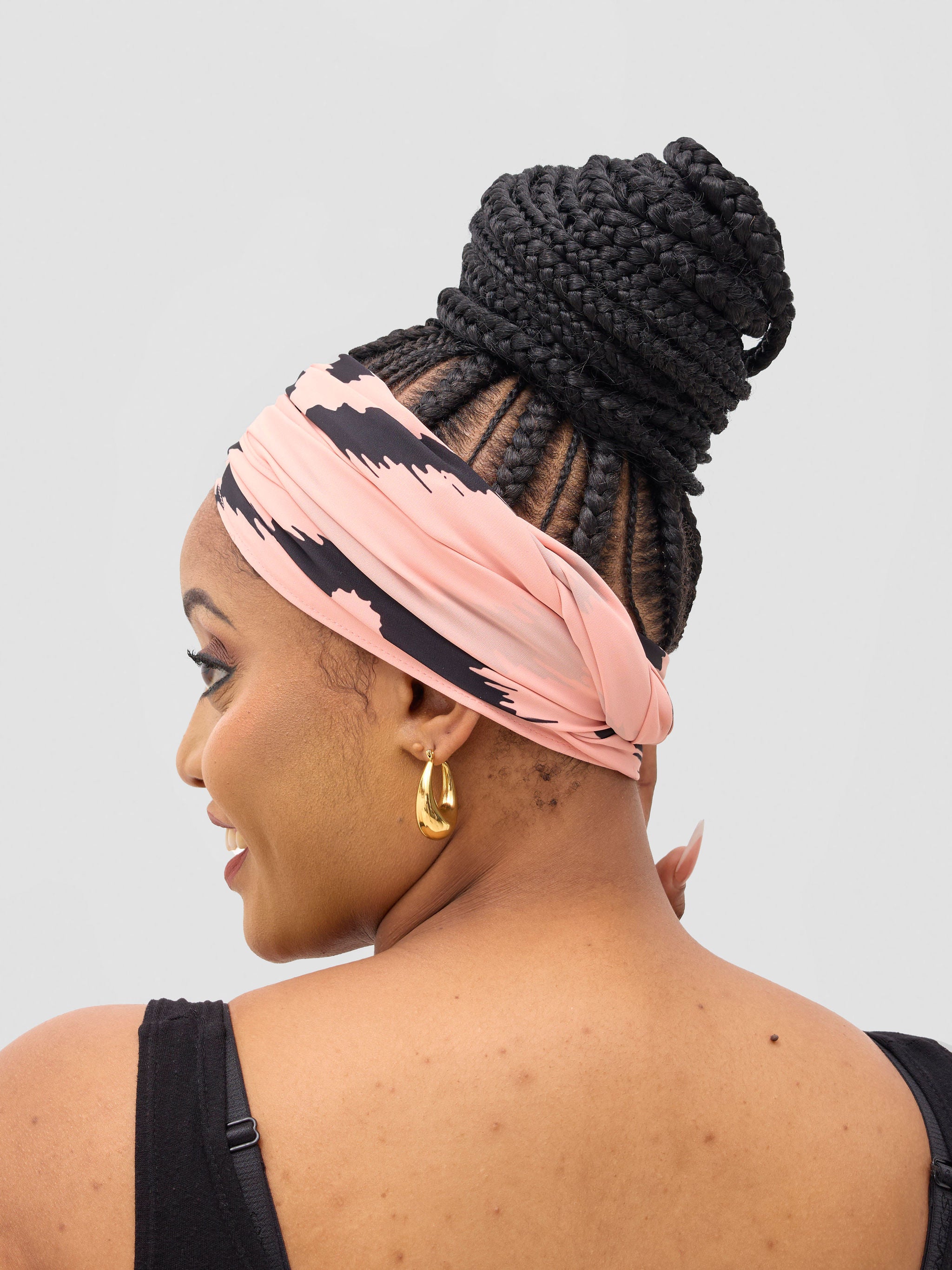 Vivo Seli Head Wrap - Peach / Black Esli Print