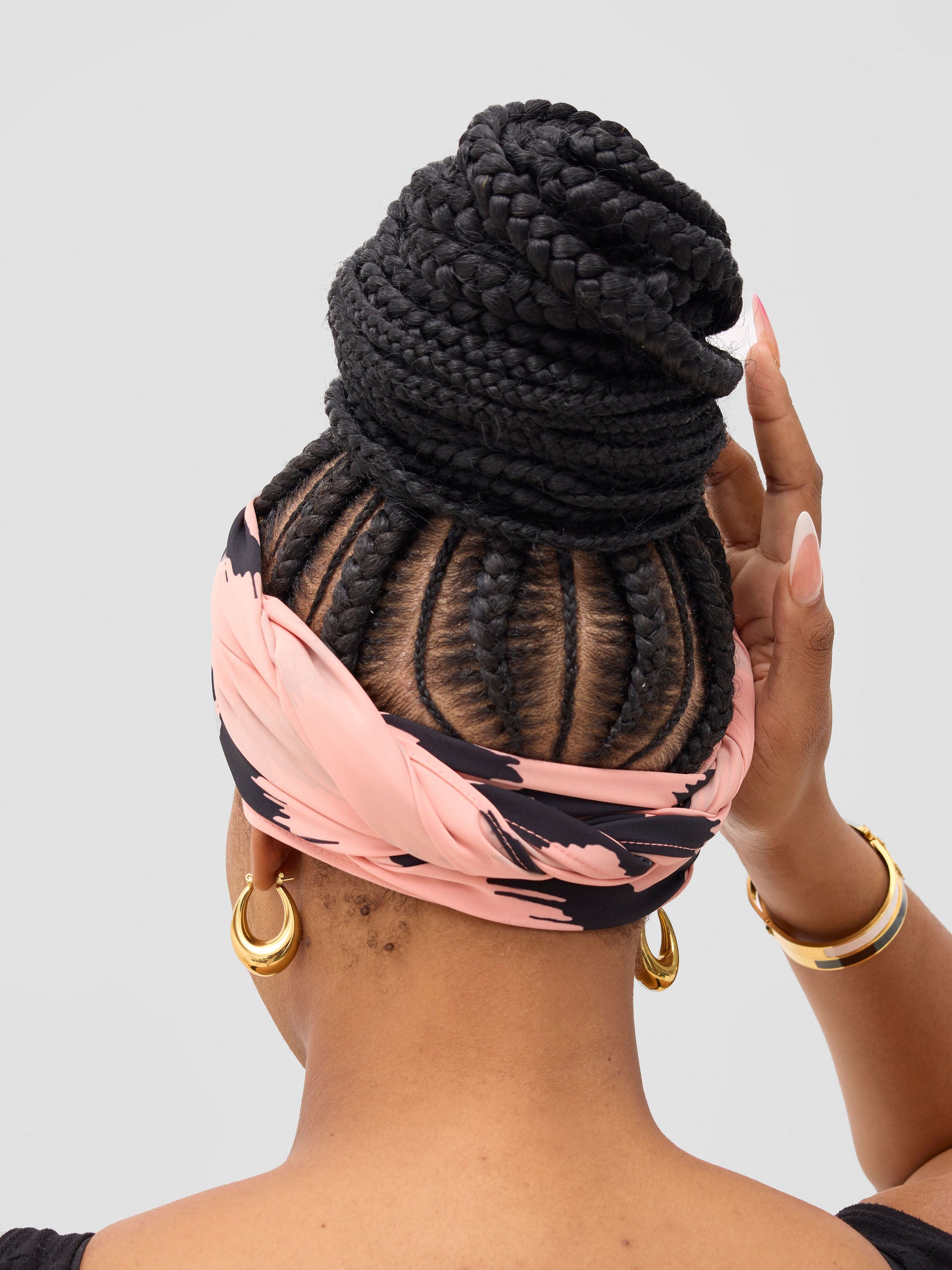 Vivo Seli Head Wrap - Peach / Black Esli Print