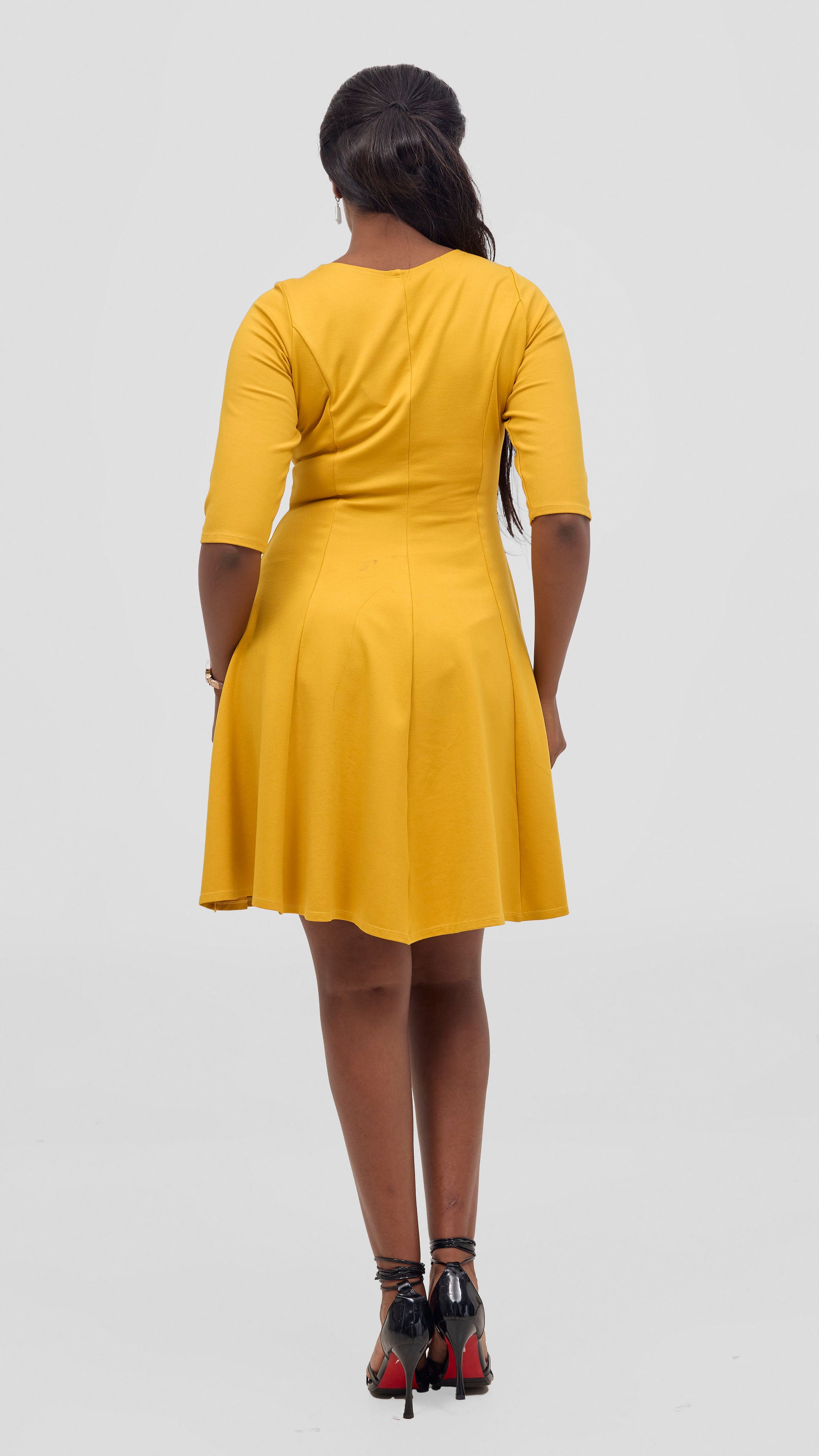 Vivo Aleri A-Line Pleated Dress - Mustard