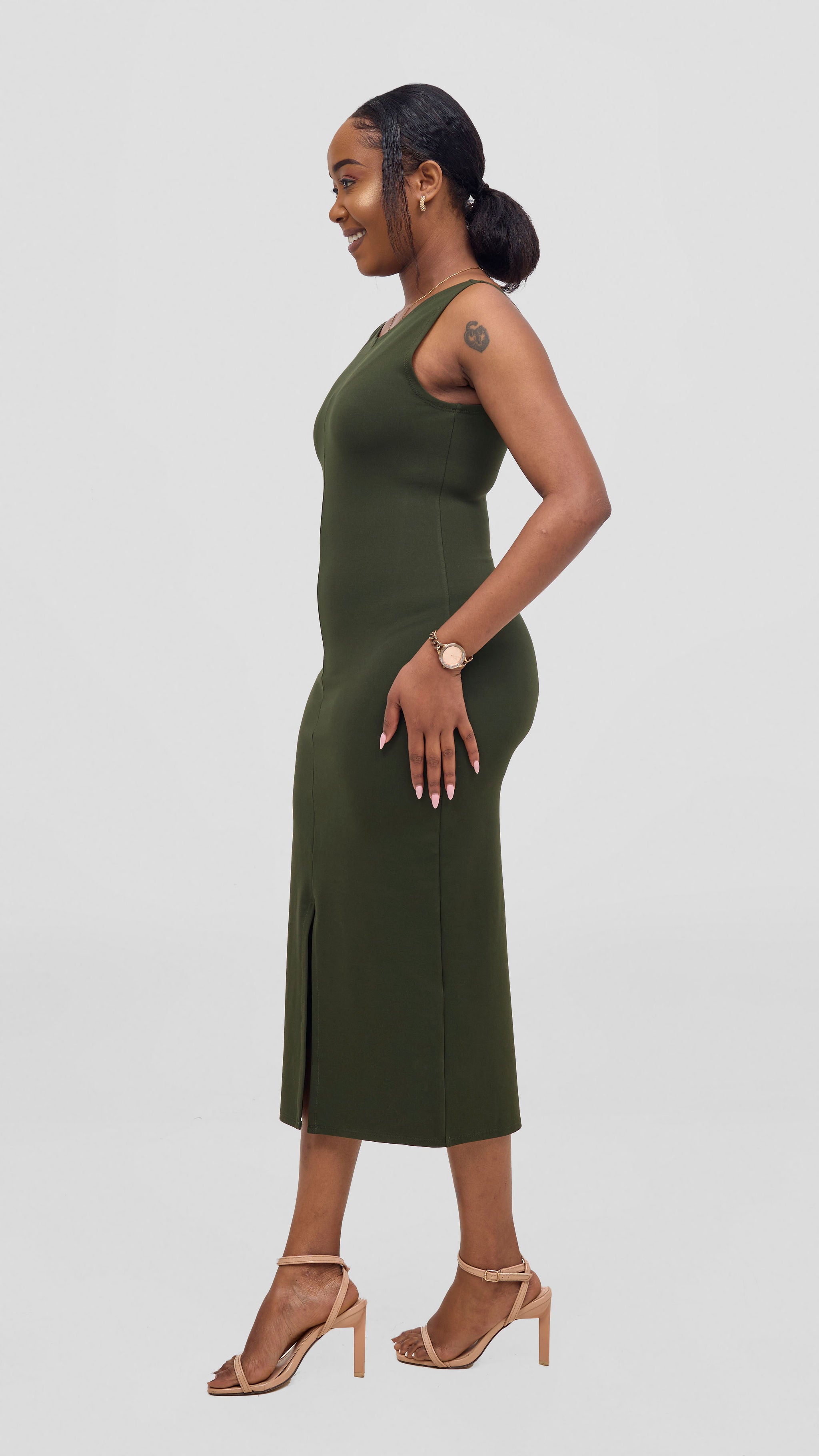 Vivo Aleri Front Slit Sheath Dress - Hunters