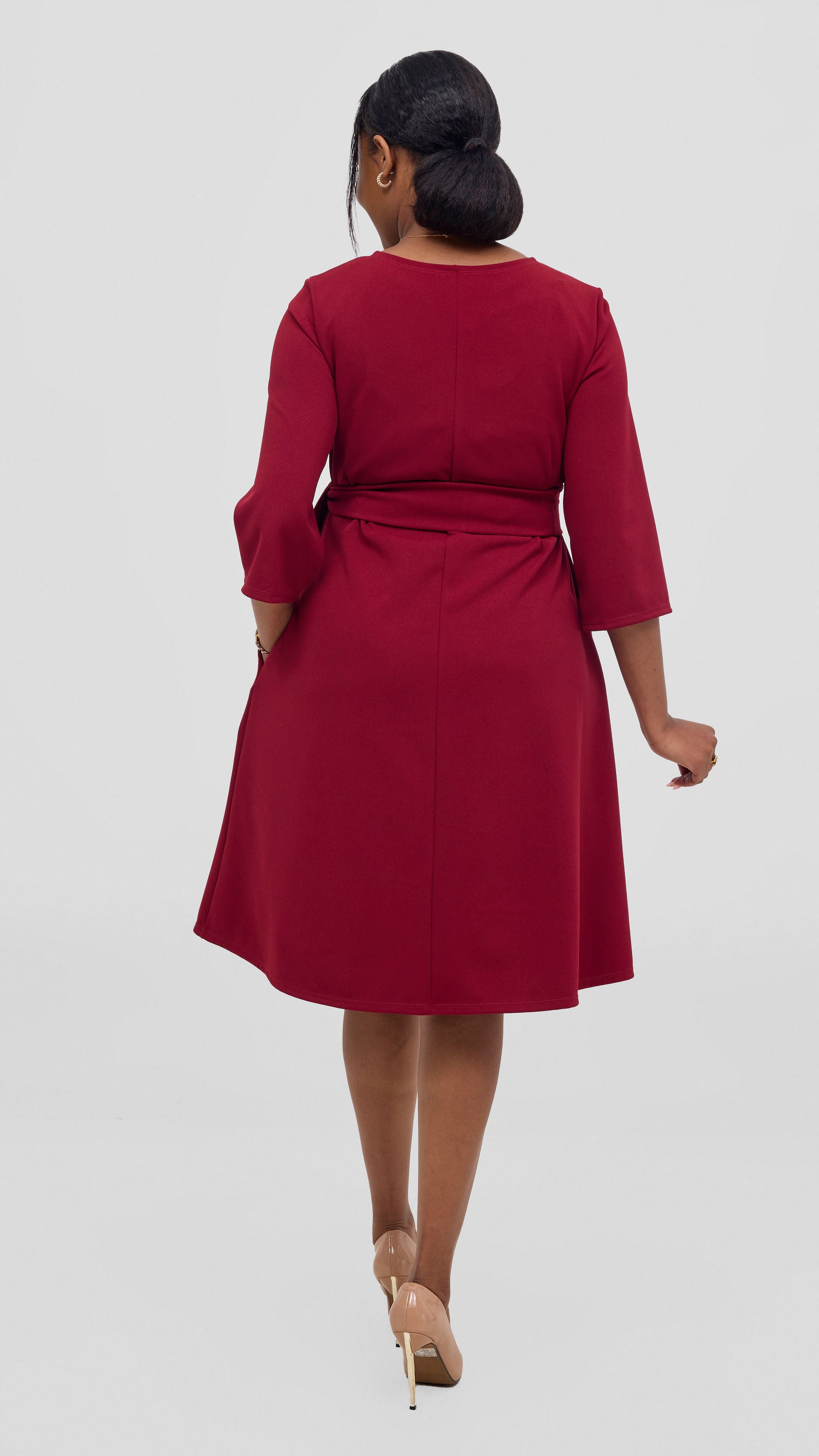Vivo Imara 3/4 Sleeve Tent Dress- Red