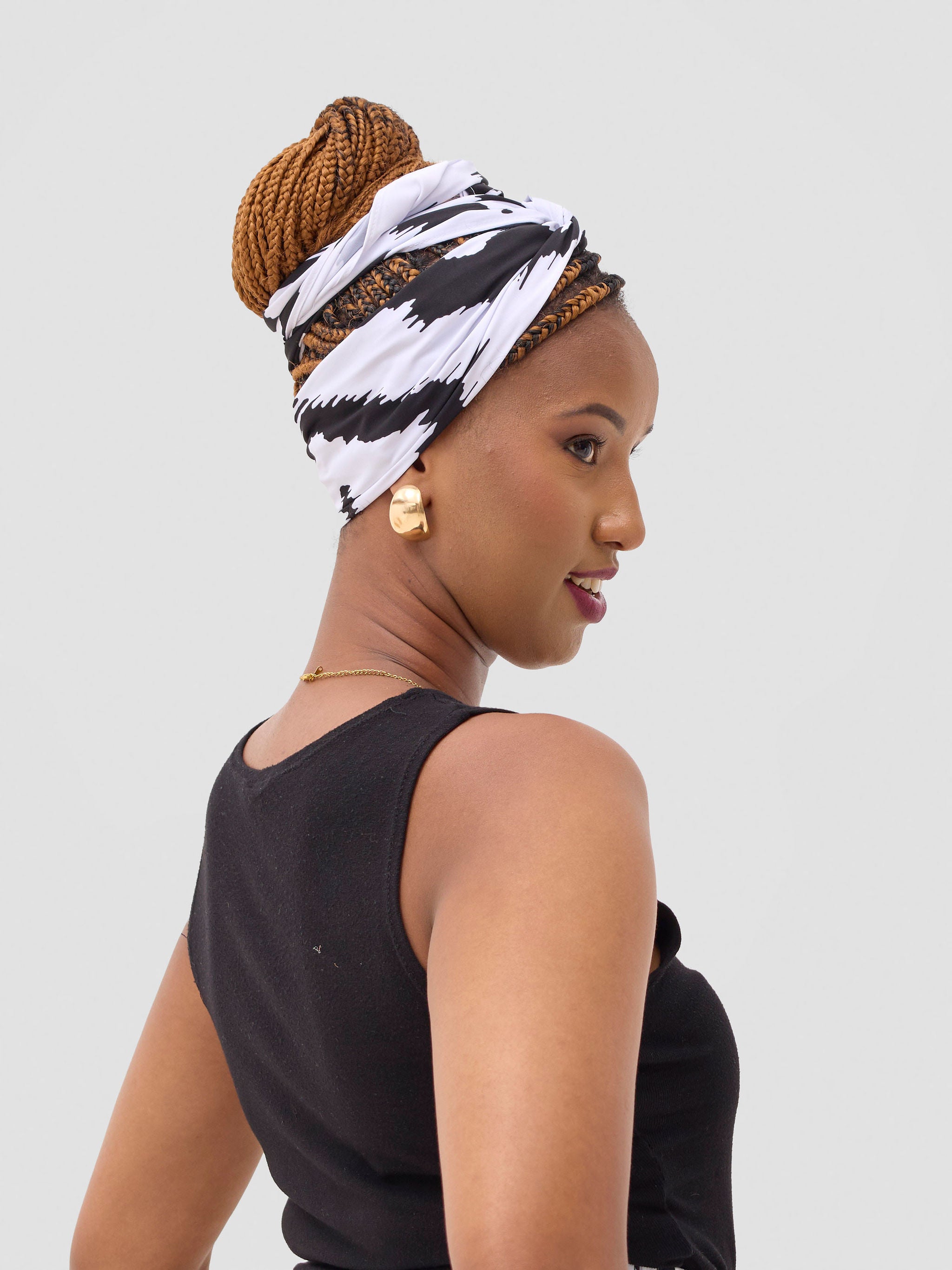 Vivo Seli Head Wrap - White / Black Esli Print