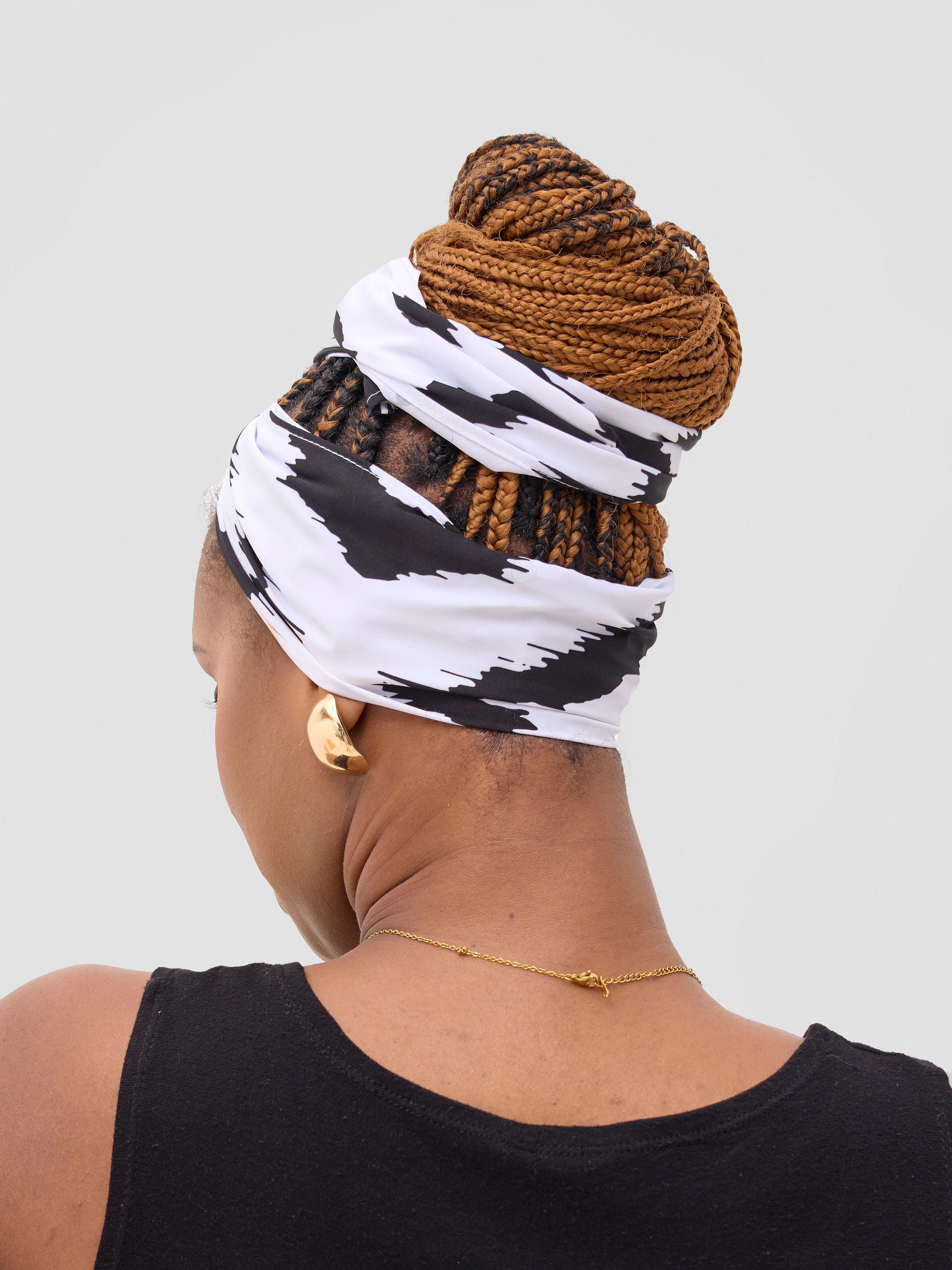 Vivo Seli Head Wrap - White / Black Esli Print