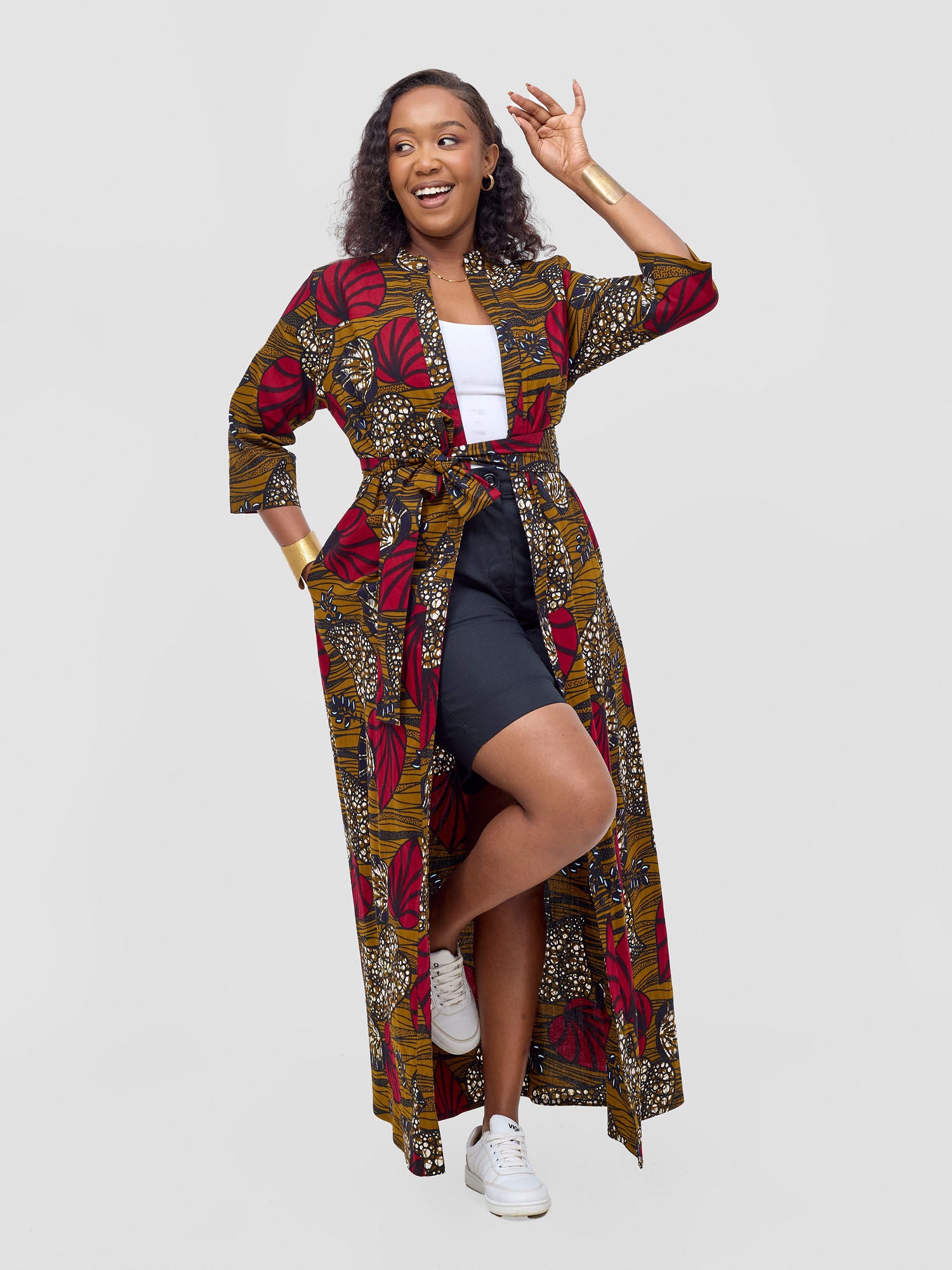 Safari Kitenge 3/4 sleeve Maxi Dress - Sipo Print