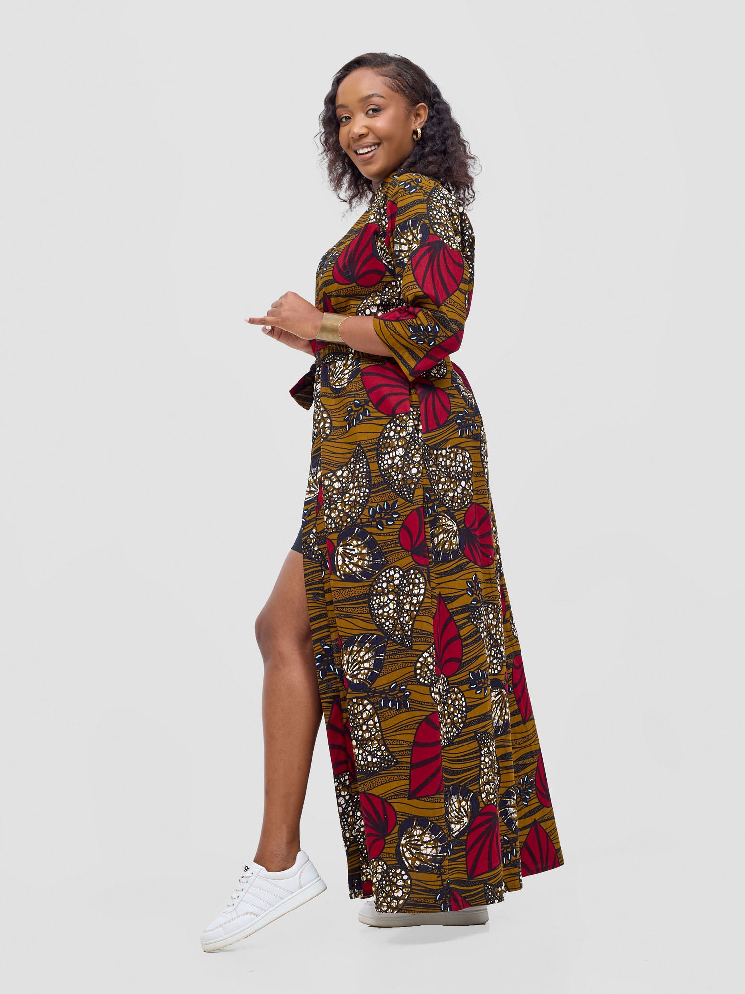 Safari Kitenge 3/4 sleeve Maxi Dress - Sipo Print