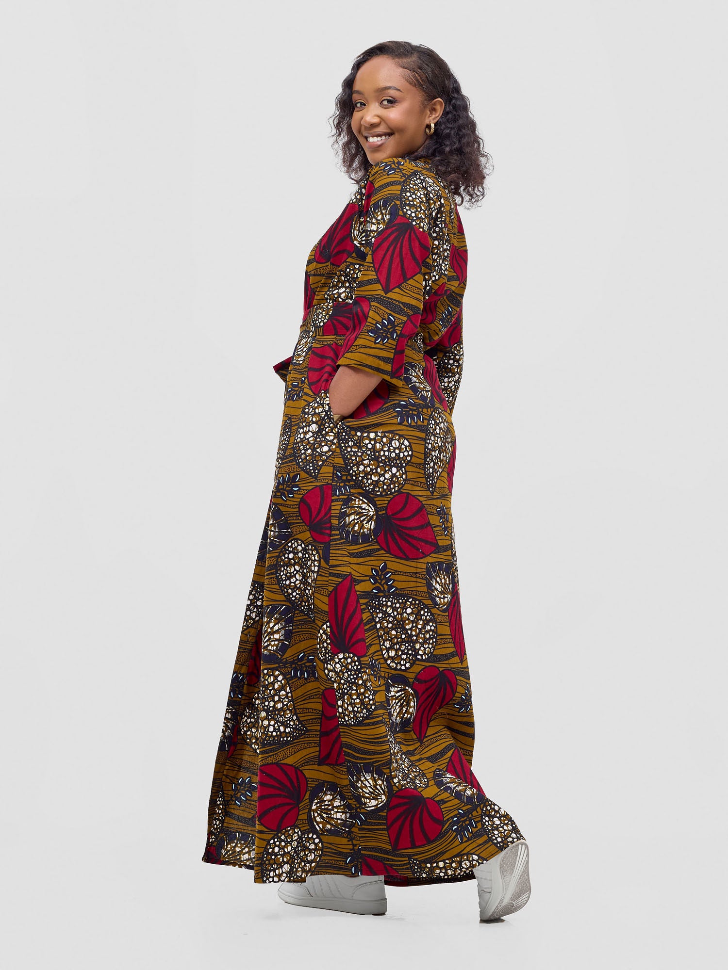 Safari Kitenge 3/4 sleeve Maxi Dress - Sipo Print