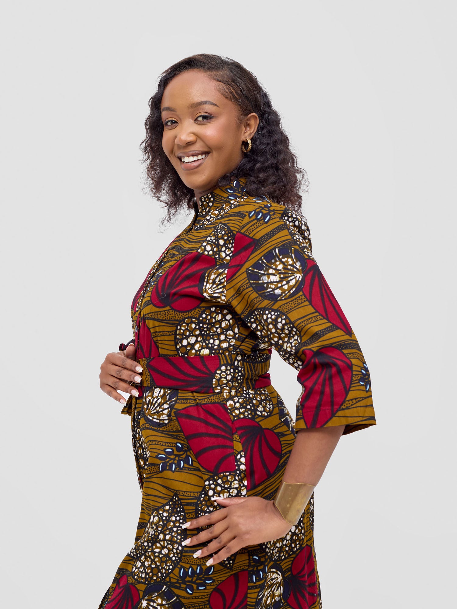 Safari Kitenge 3/4 sleeve Maxi Dress - Sipo Print