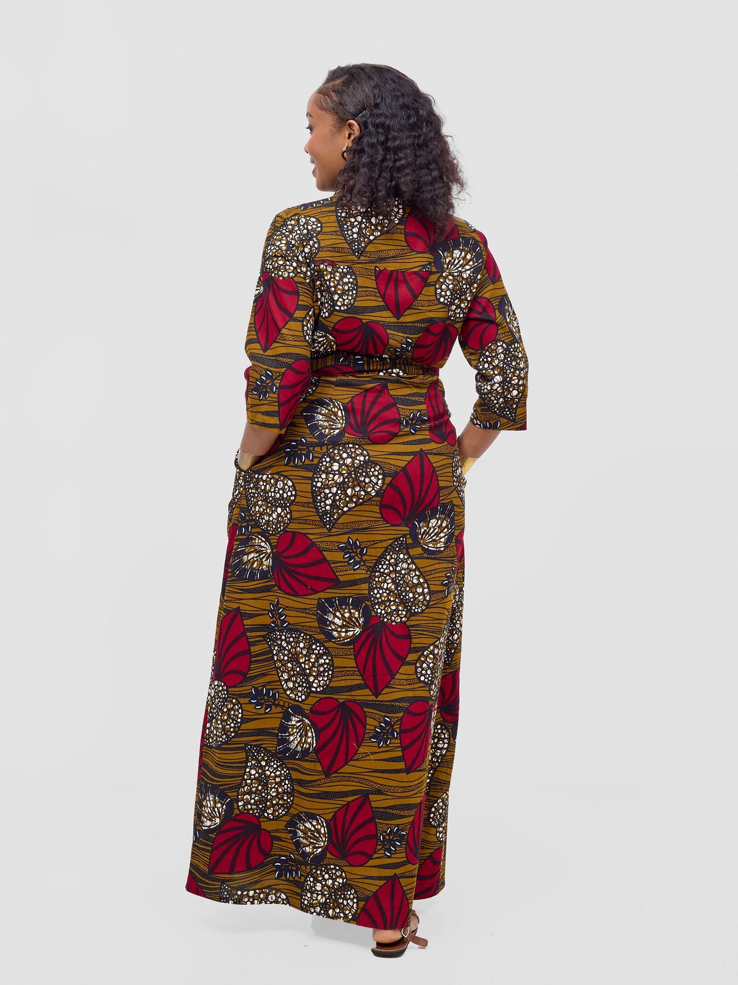 Safari Kitenge 3/4 sleeve Maxi Dress - Sipo Print