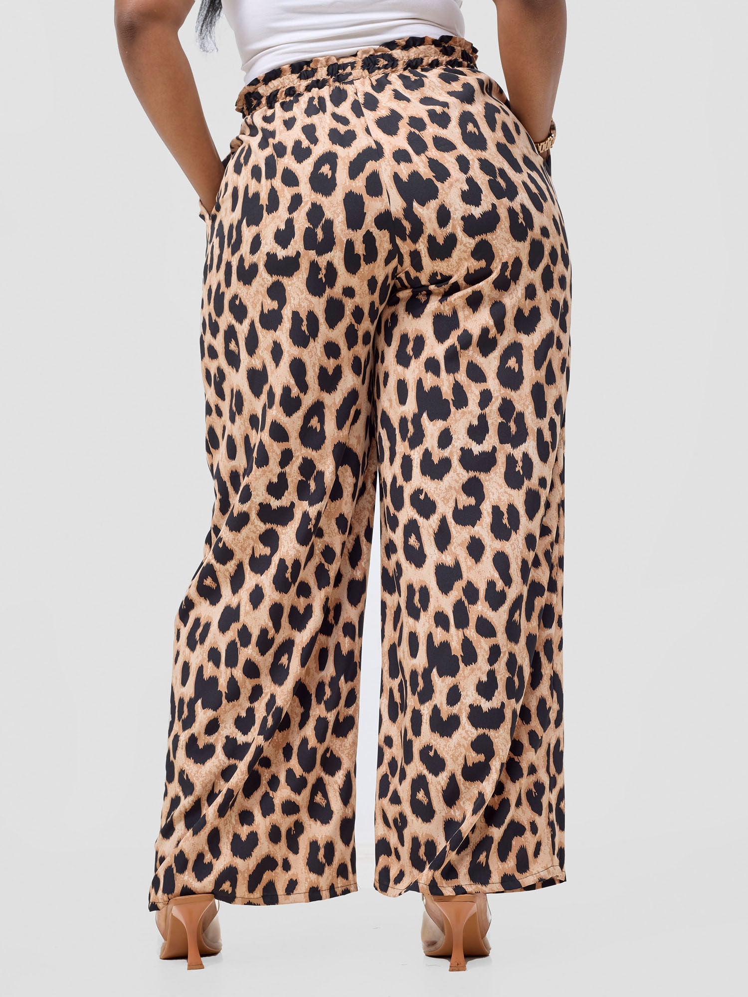 Vivo Sanali Wide Leg Pants - Taupe Animal Print