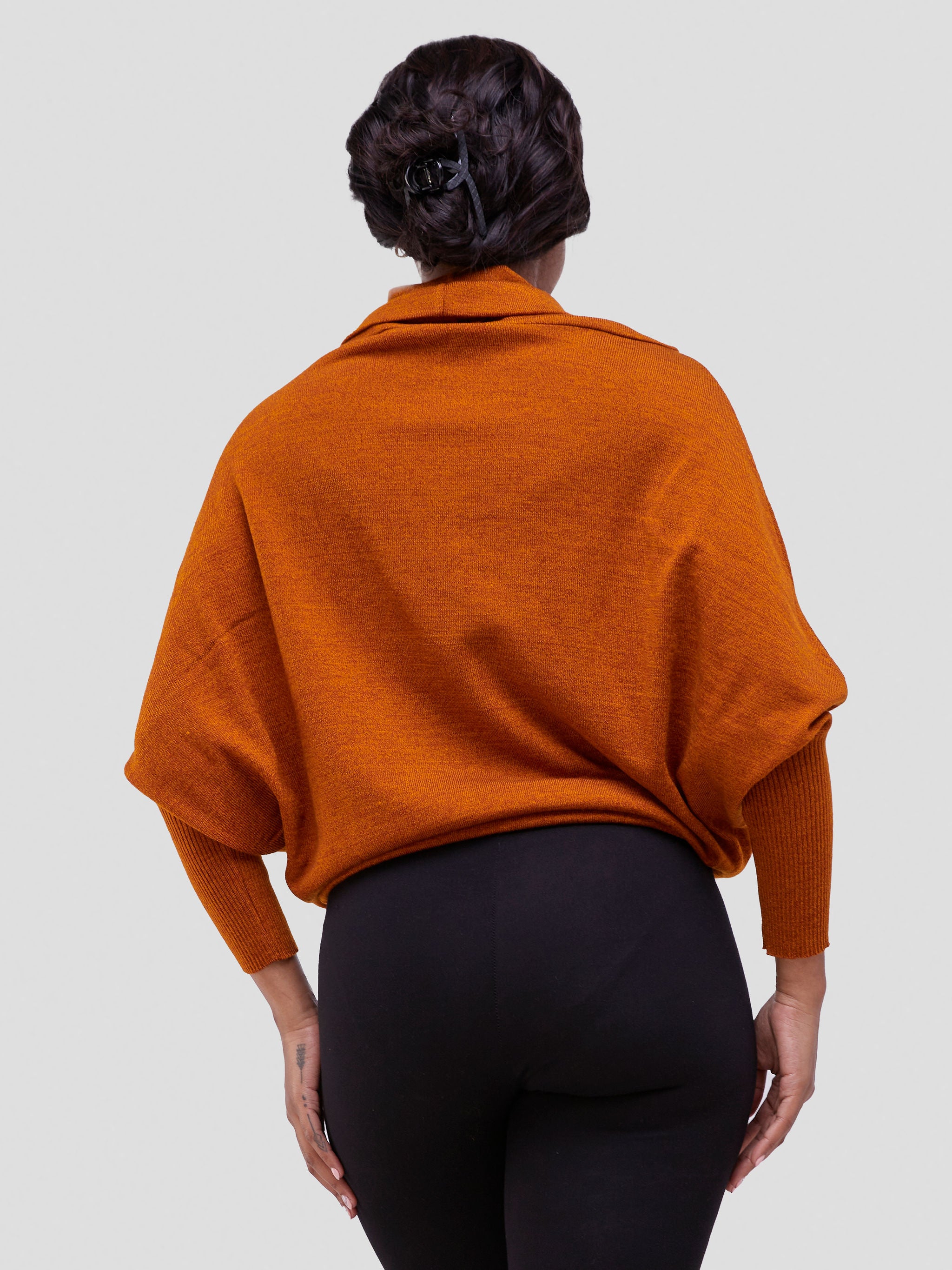 Vivo Basic Short Dolman Sweater - Mustard / Rust