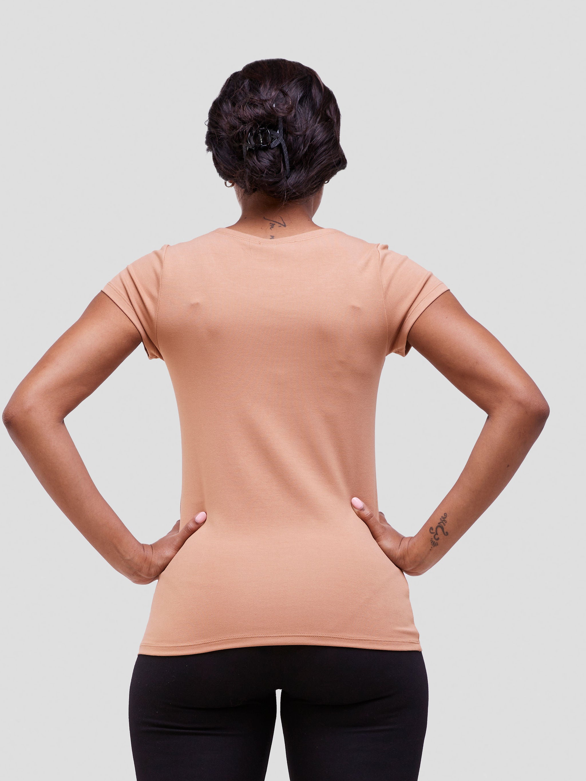 Vivo Basic Val Cap Sleeve Top - Tan