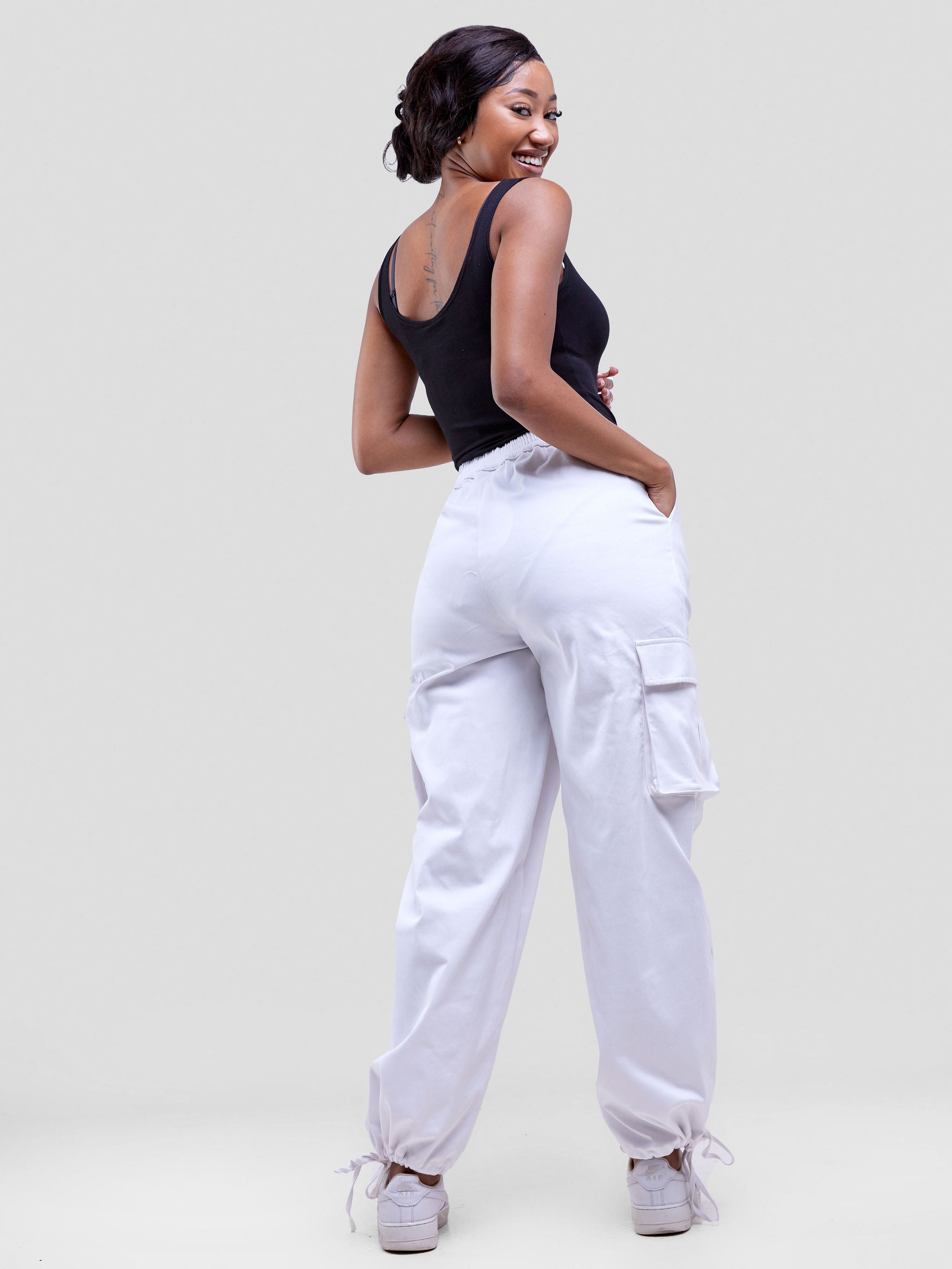 Safari Anga Drawstring Cargo Pants - White