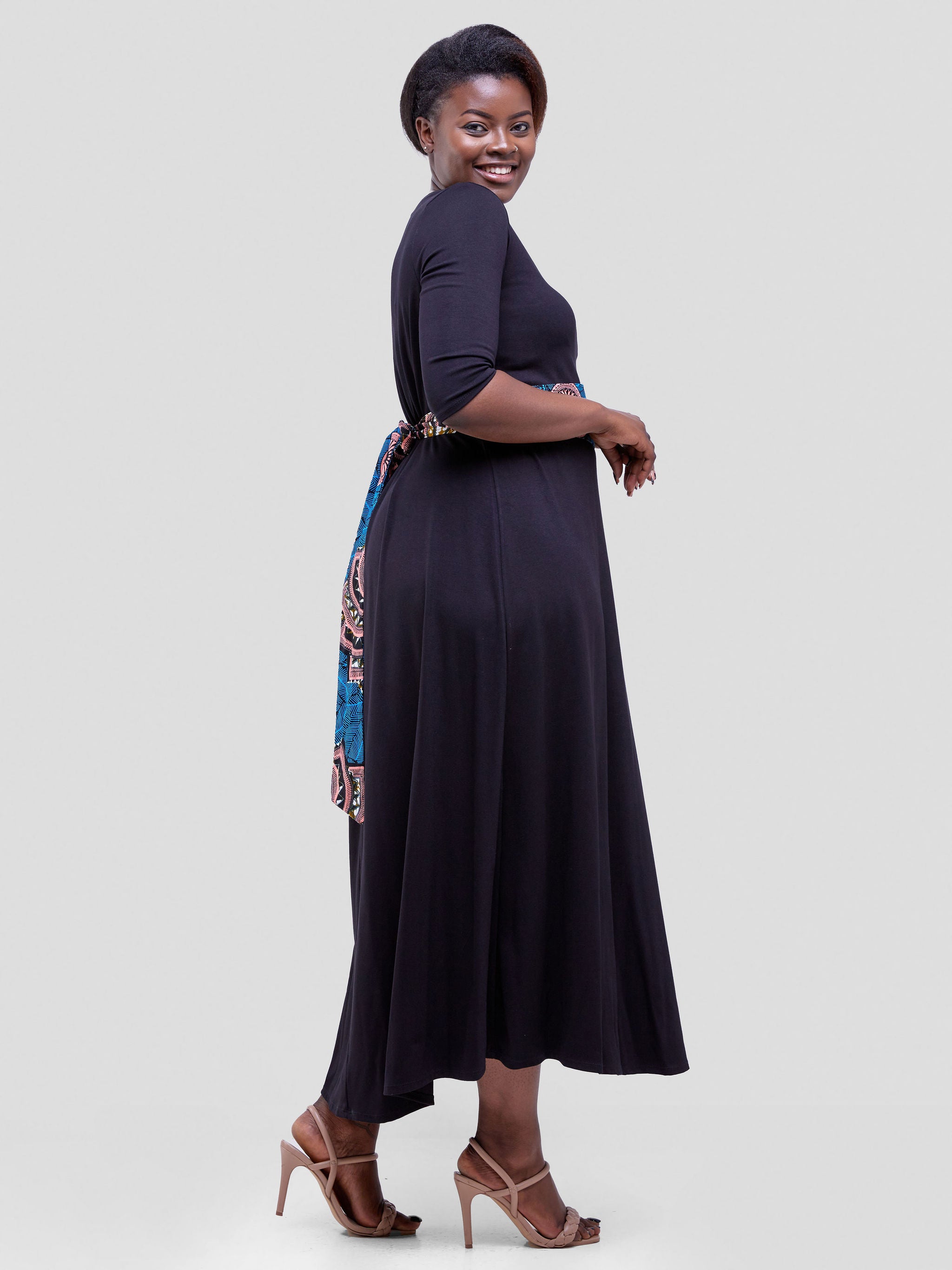 Vivo Basic Aziza Belt - Peach / Blue Ankara Print