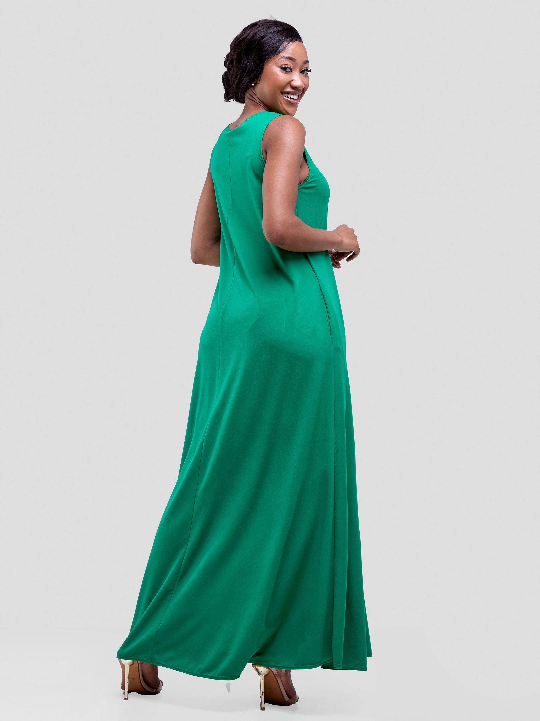 Vivo Basic Sleeveless Kena Tent Maxi Dress - Green