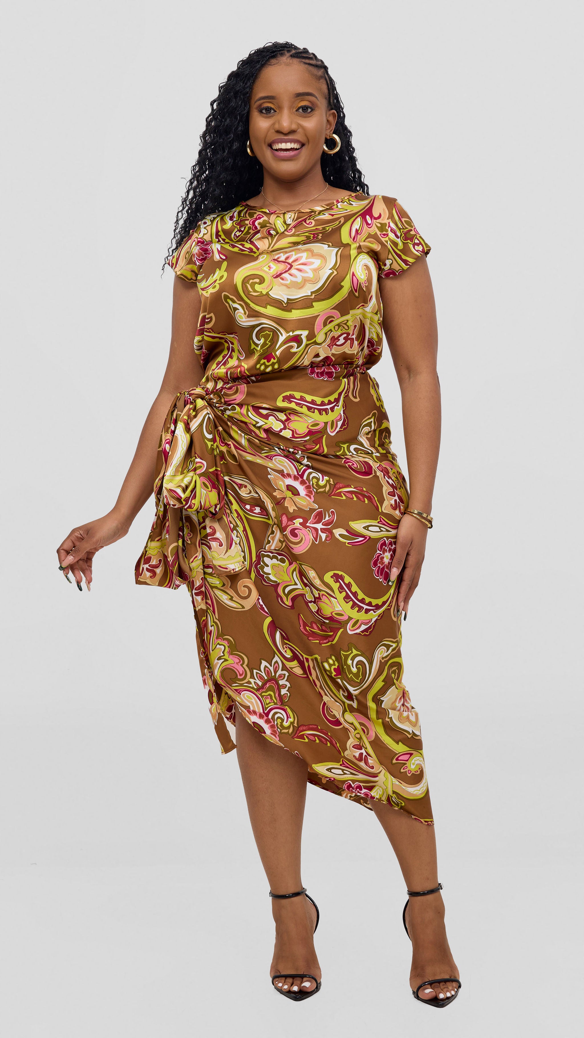 Vivo Sarong Skirt - Dark Tan / Lime Print