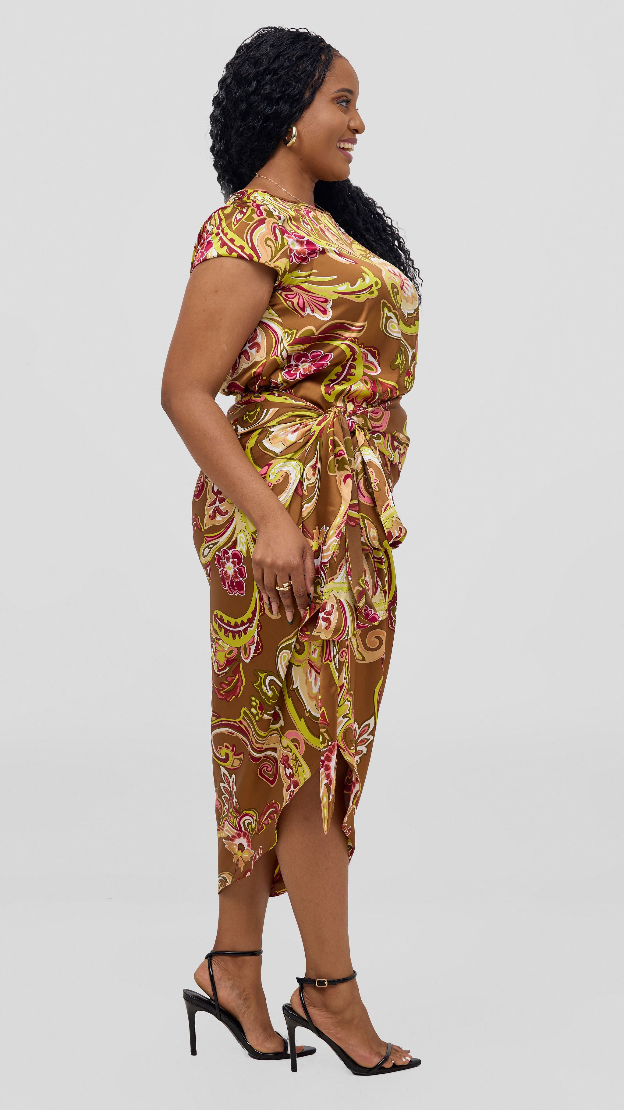Vivo Sarong Skirt - Dark Tan / Lime Print