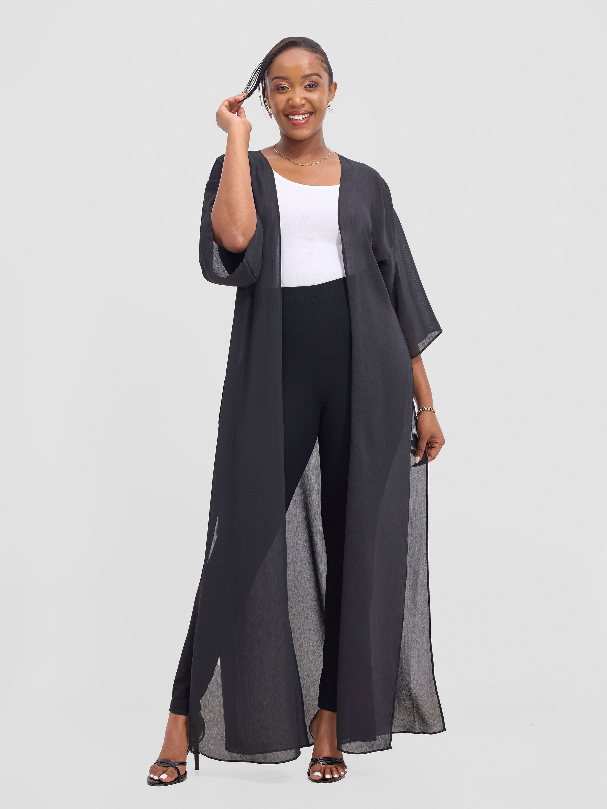 Vivo Basic Nandi High Slit Kimono - Black