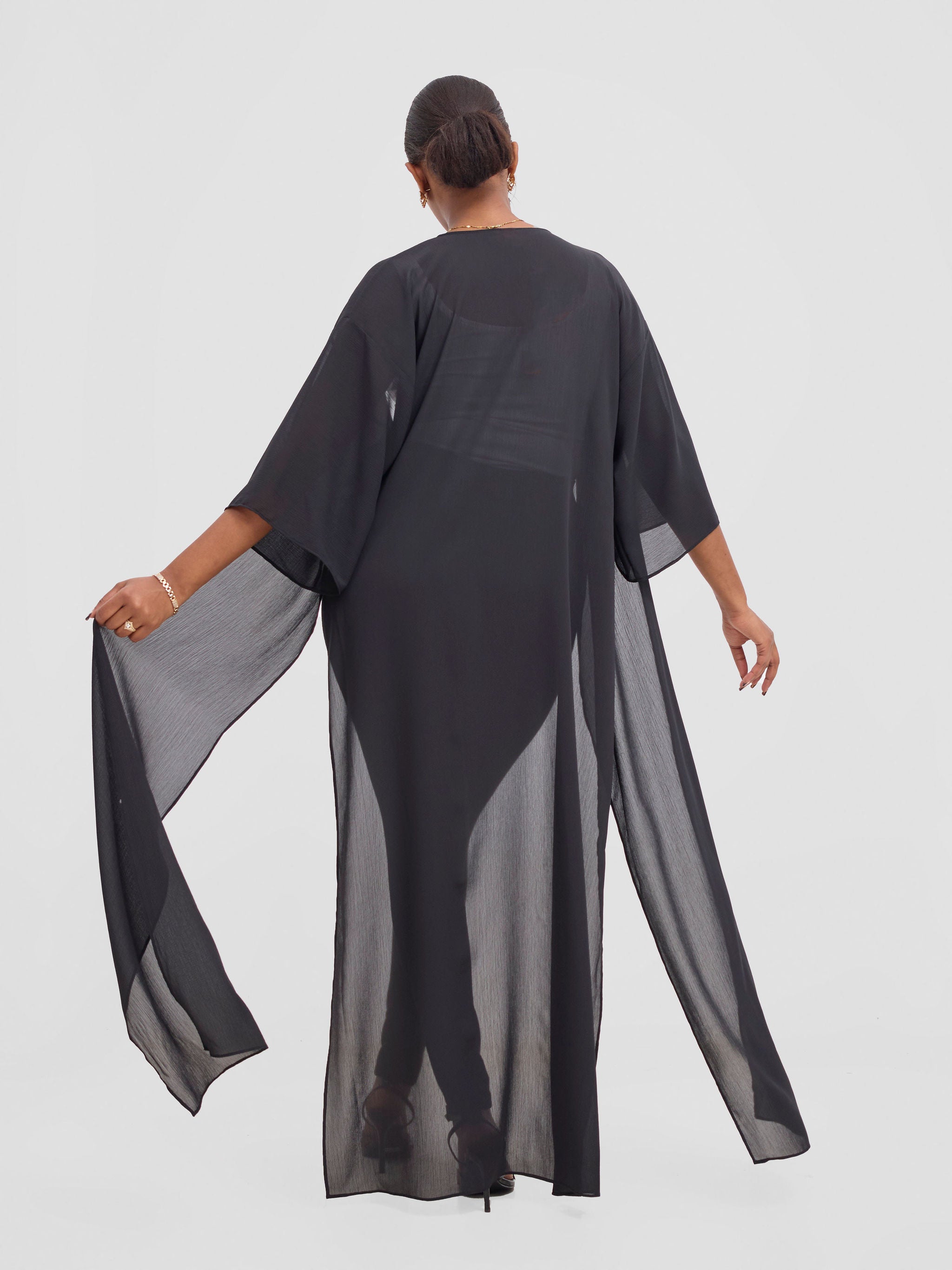 Vivo Basic Nandi High Slit Kimono - Black