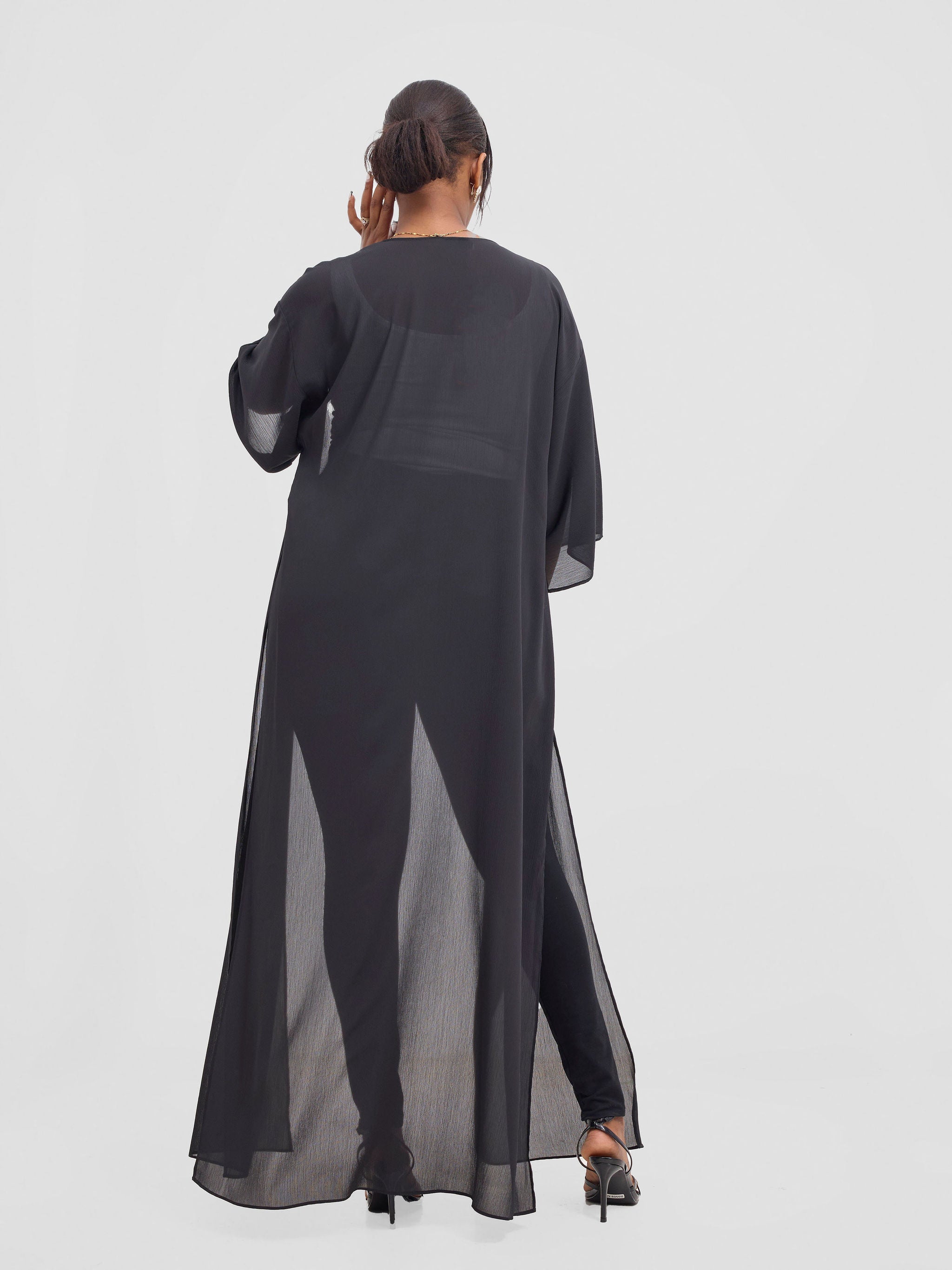 Vivo Basic Nandi High Slit Kimono - Black