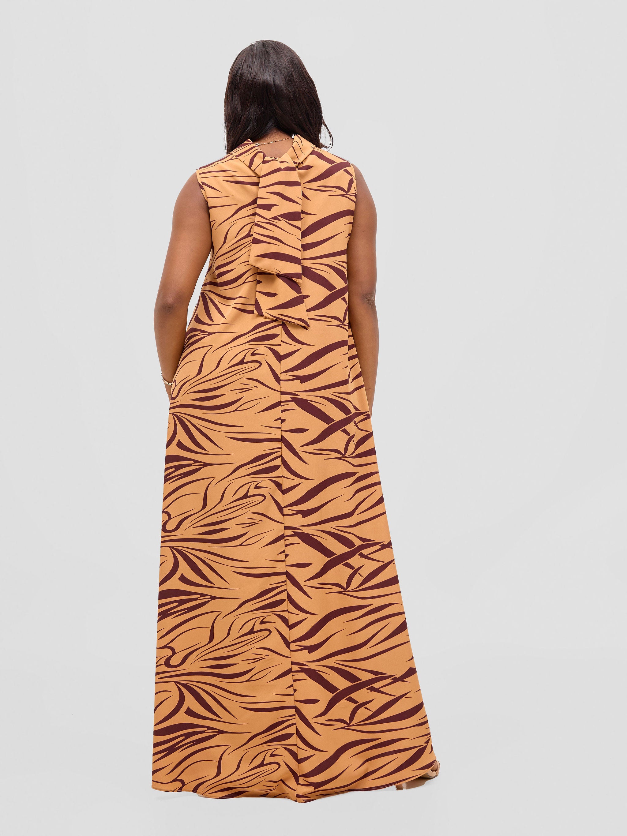 Vivo Bissa Reversible Maxi Dress - Rust / Brown Print