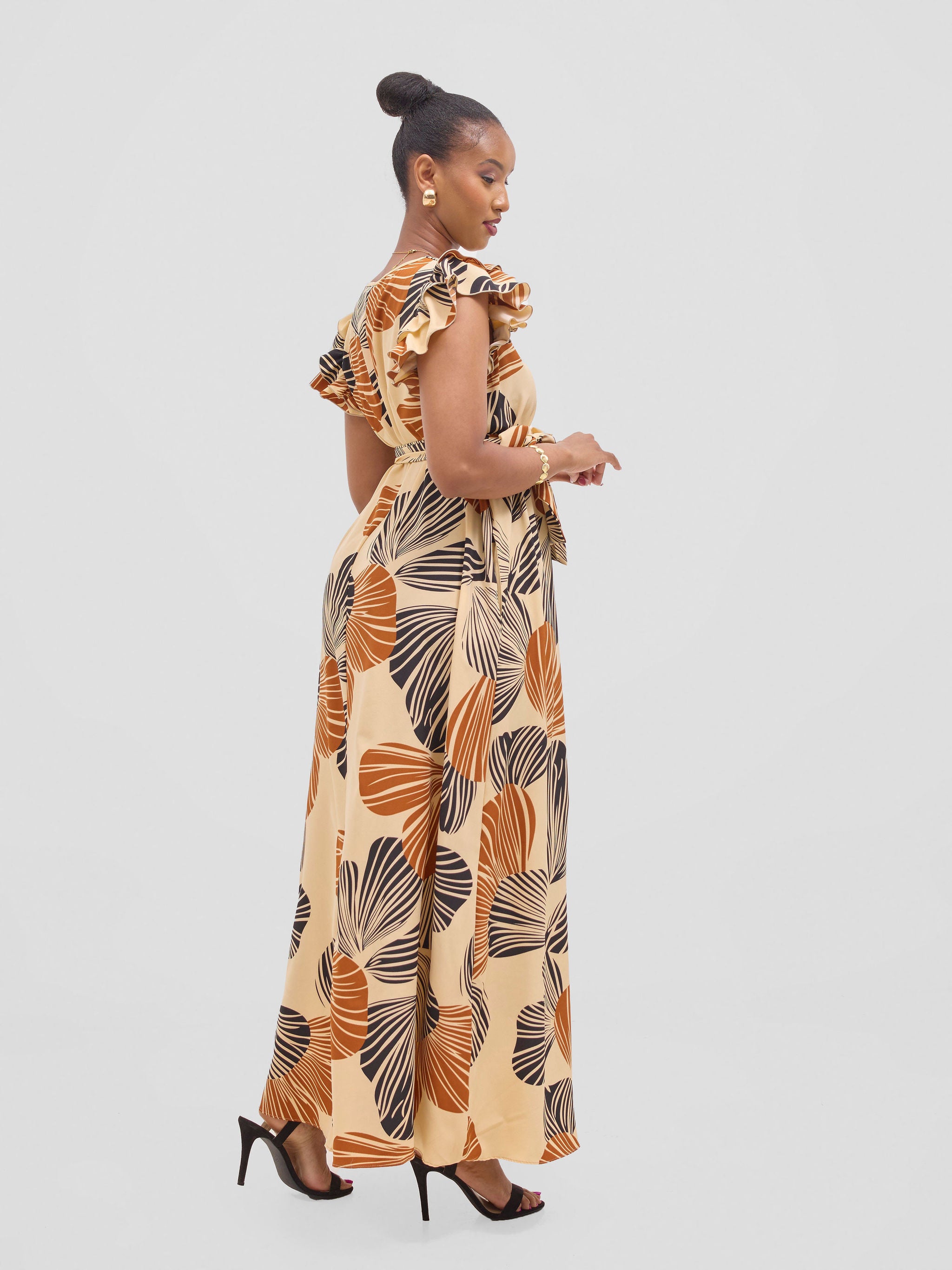 Vivo Nasinka A-line Maxi Dress - Rust / Black Nama Print