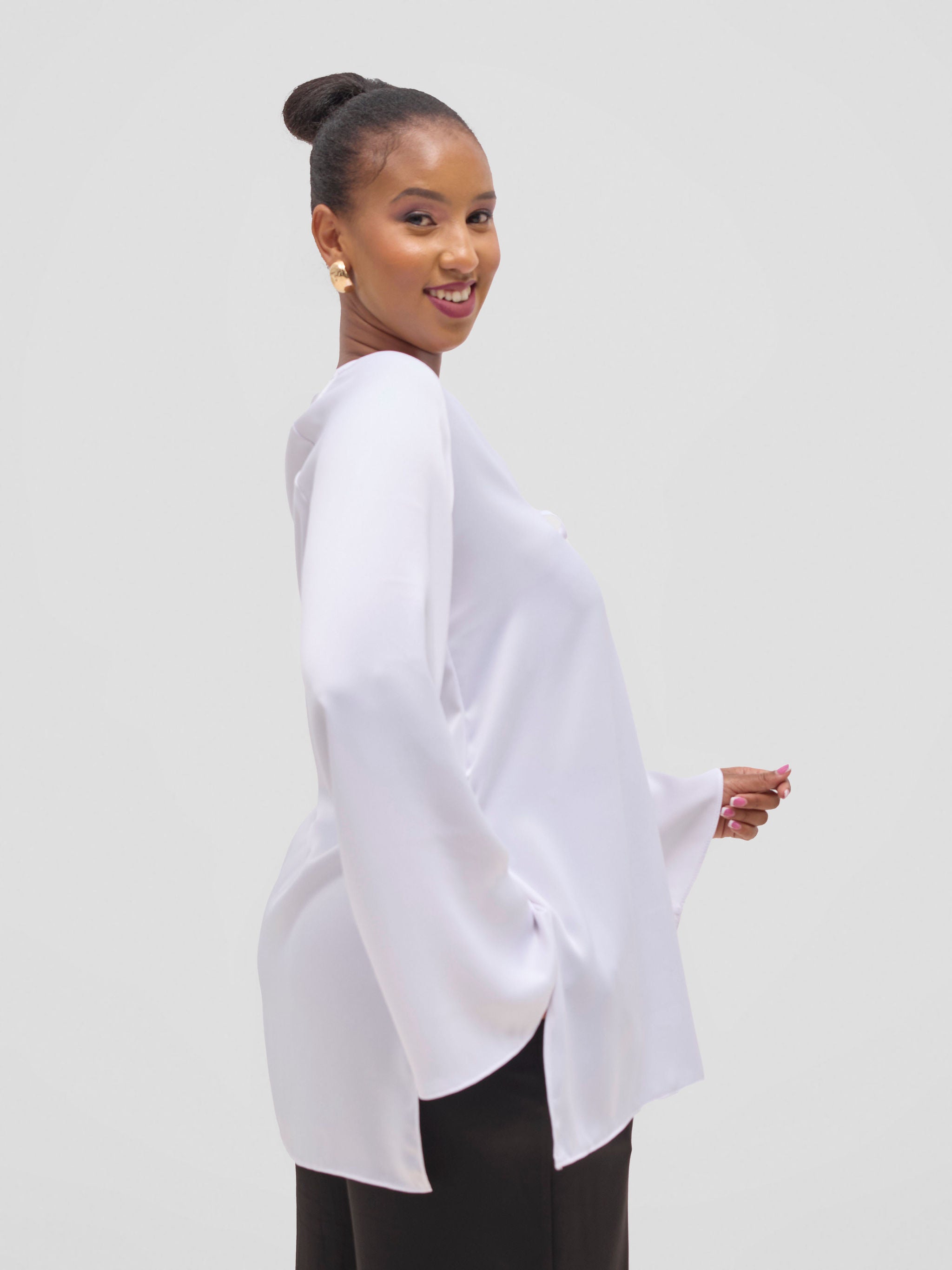 Vivo Yene High Slit Tunic Top - White