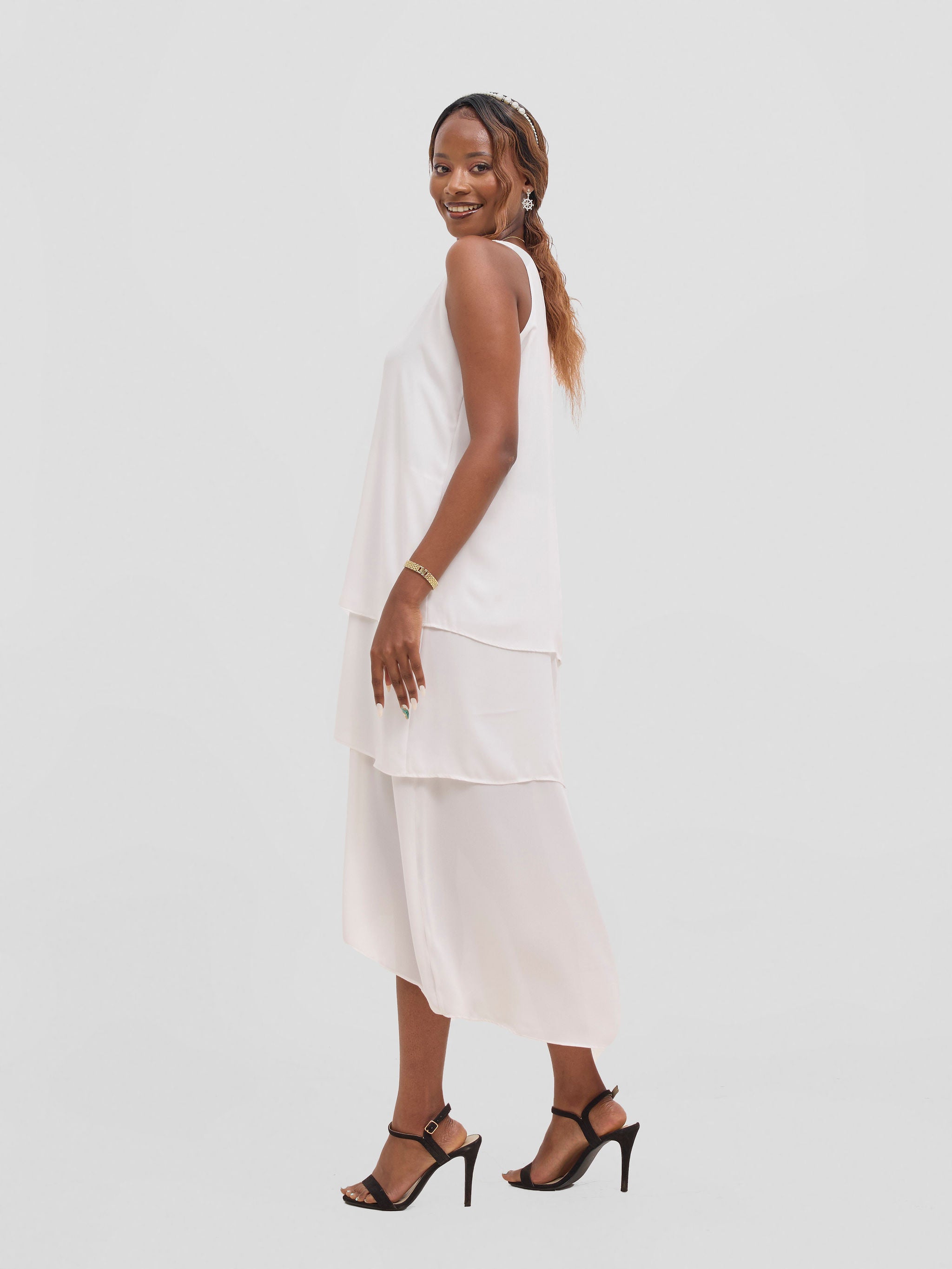 Vivo Yene Layered Midi Dress - White