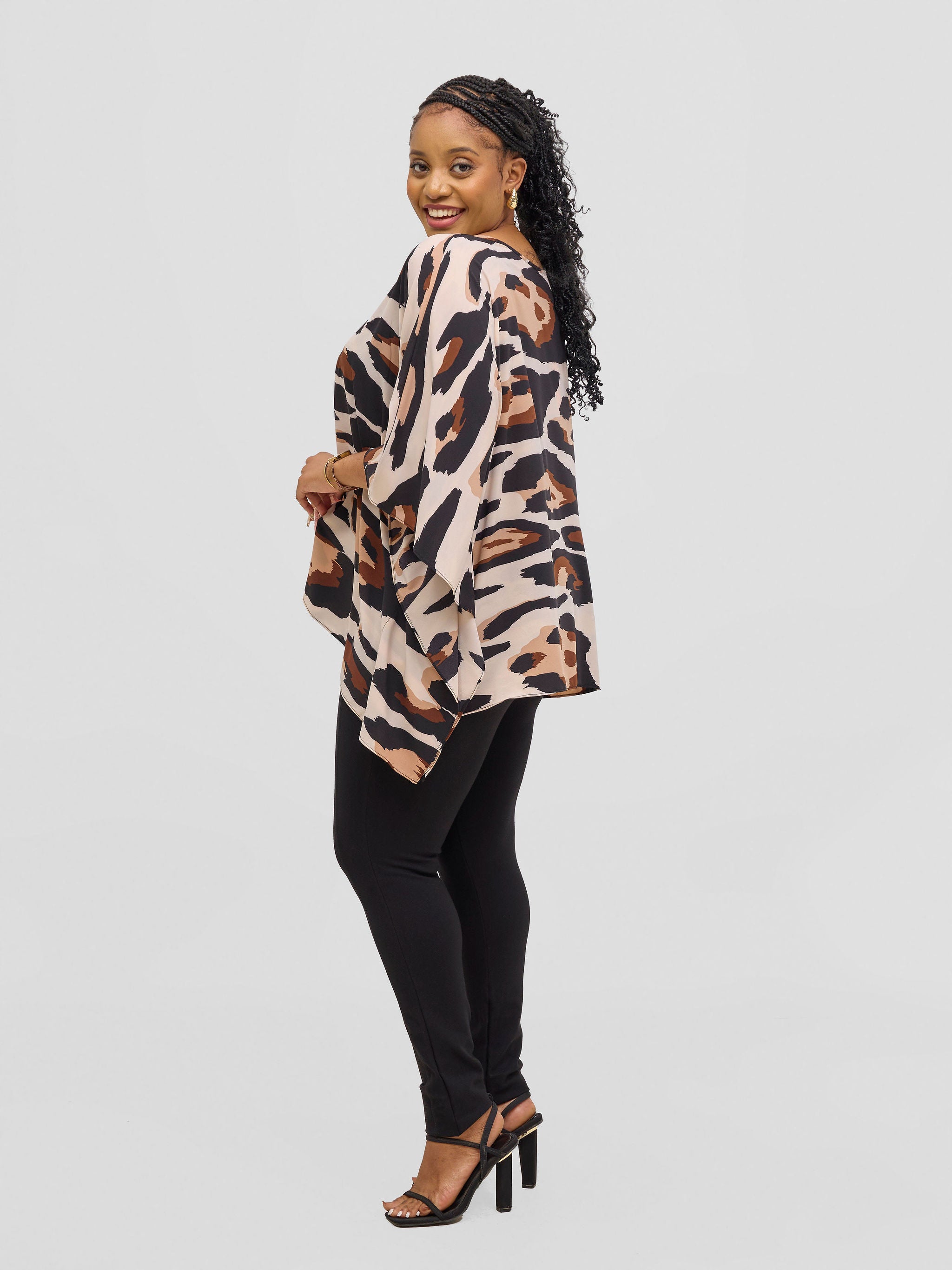 Vivo Ayana Wide Top - Brown Animal Print