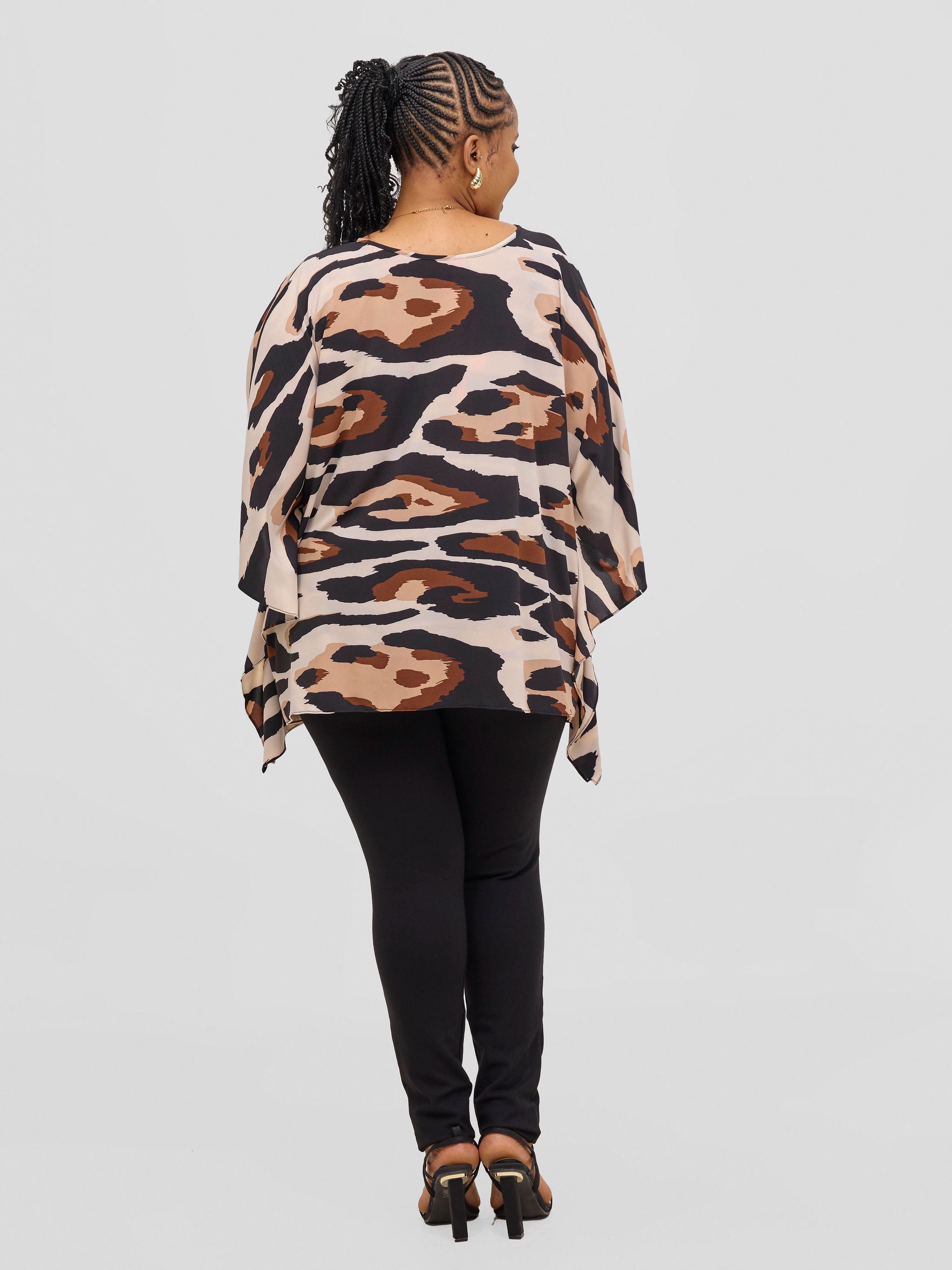 Vivo Ayana Wide Top - Brown Animal Print