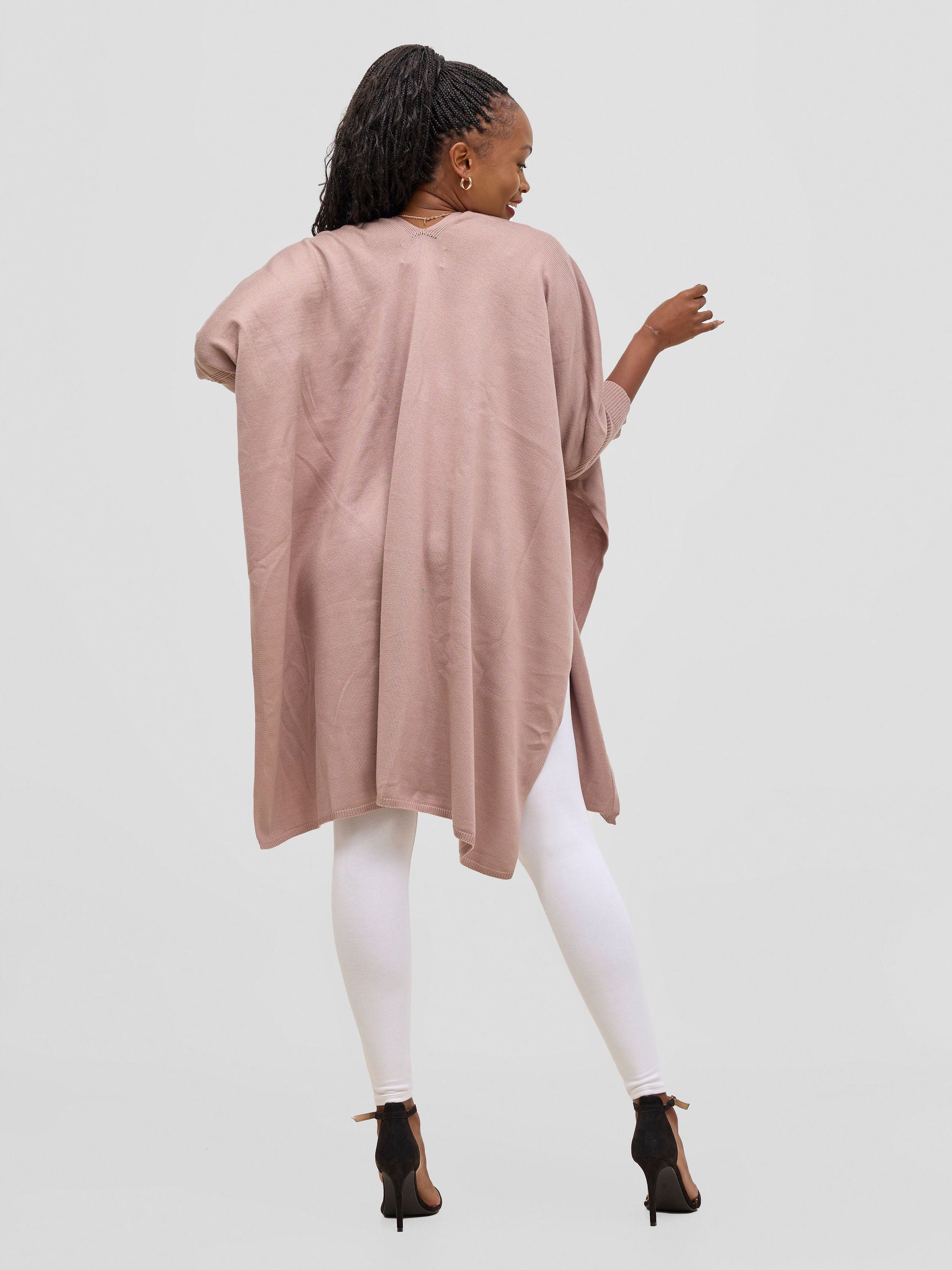 Vivo Cuffed Wrap Poncho - Light Taupe