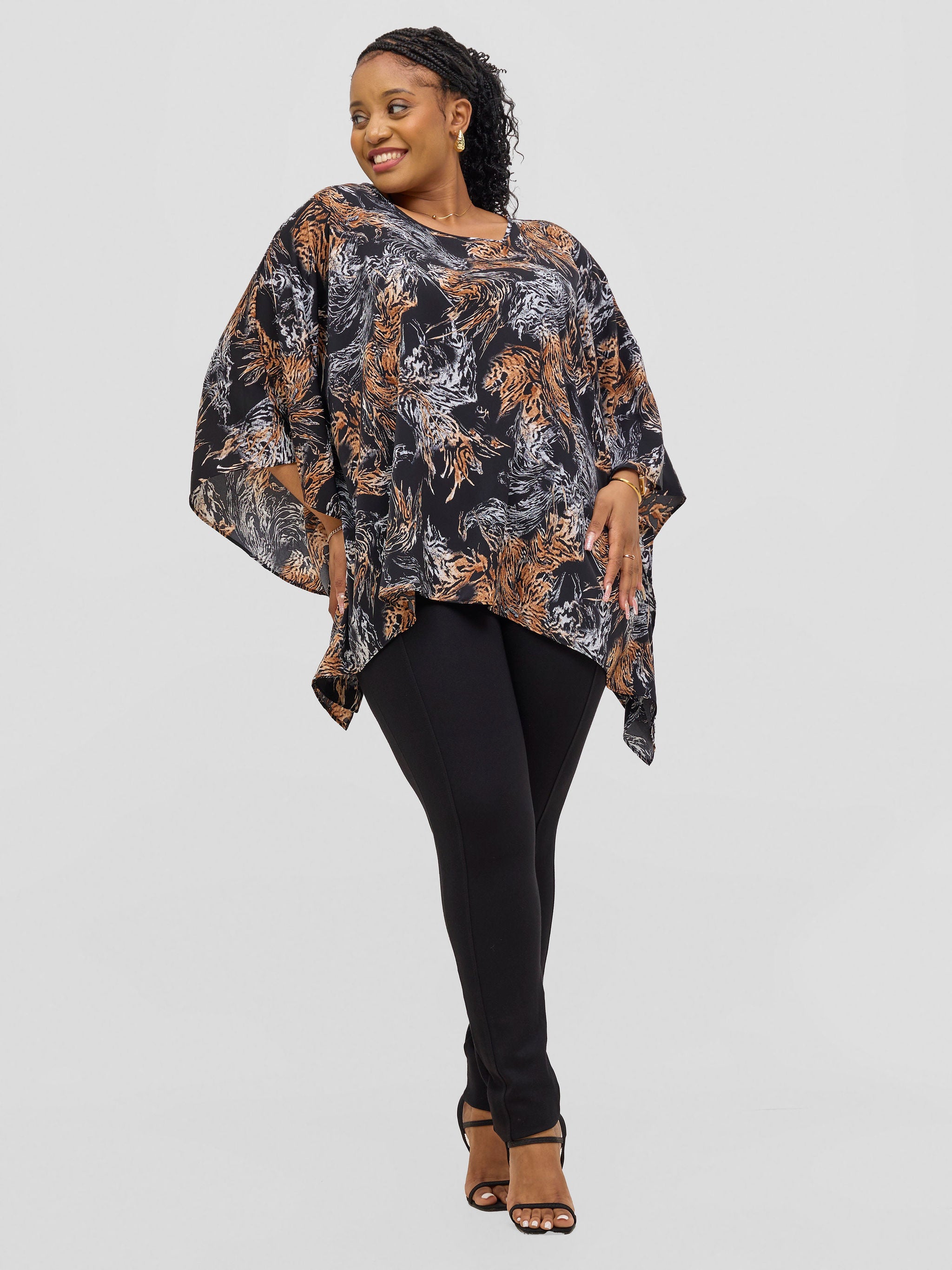 Vivo Ayana Wide Top - Black / Grey Print