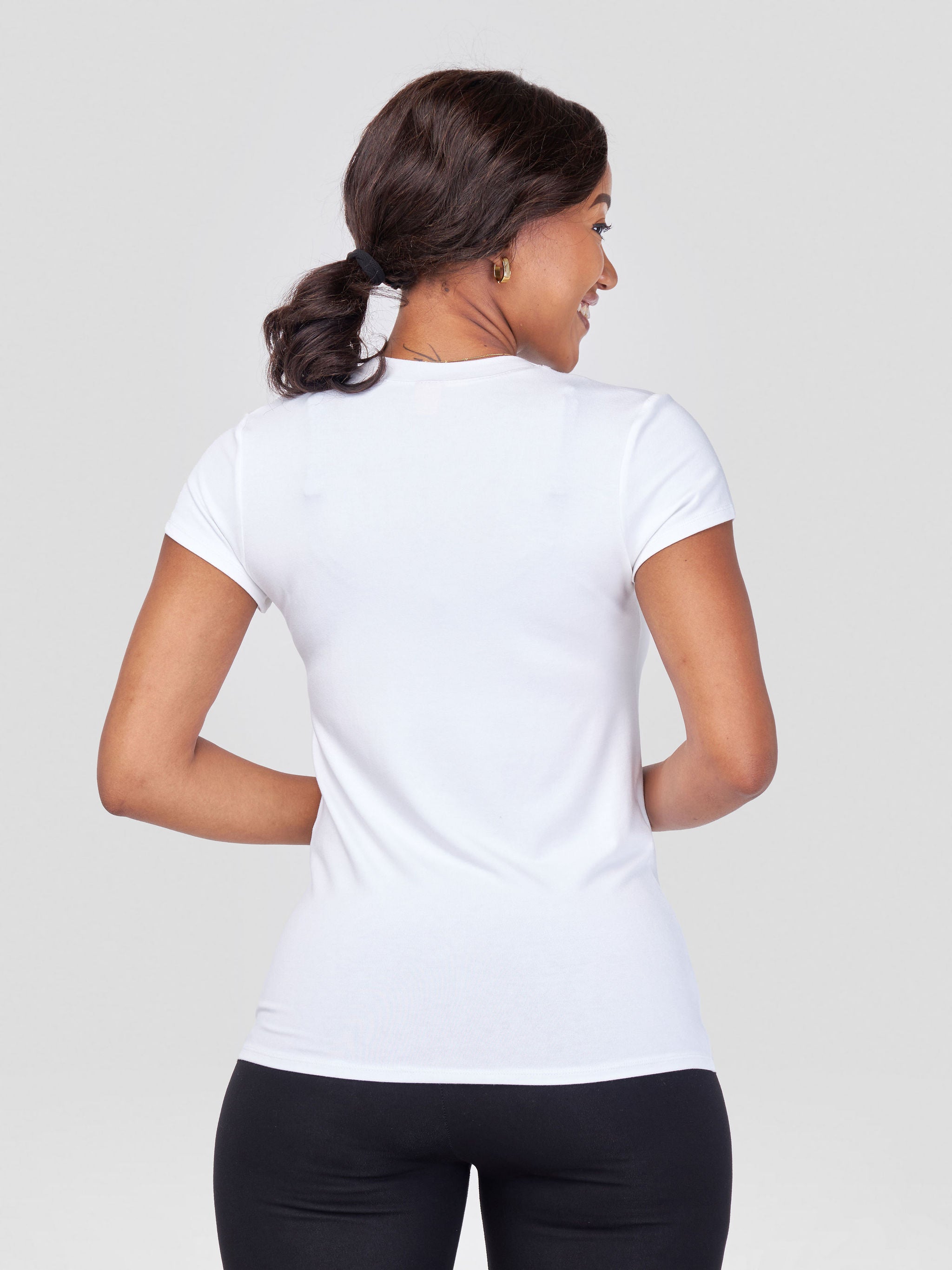 Vivo Basic V-neck Cap Sleeve Top - White