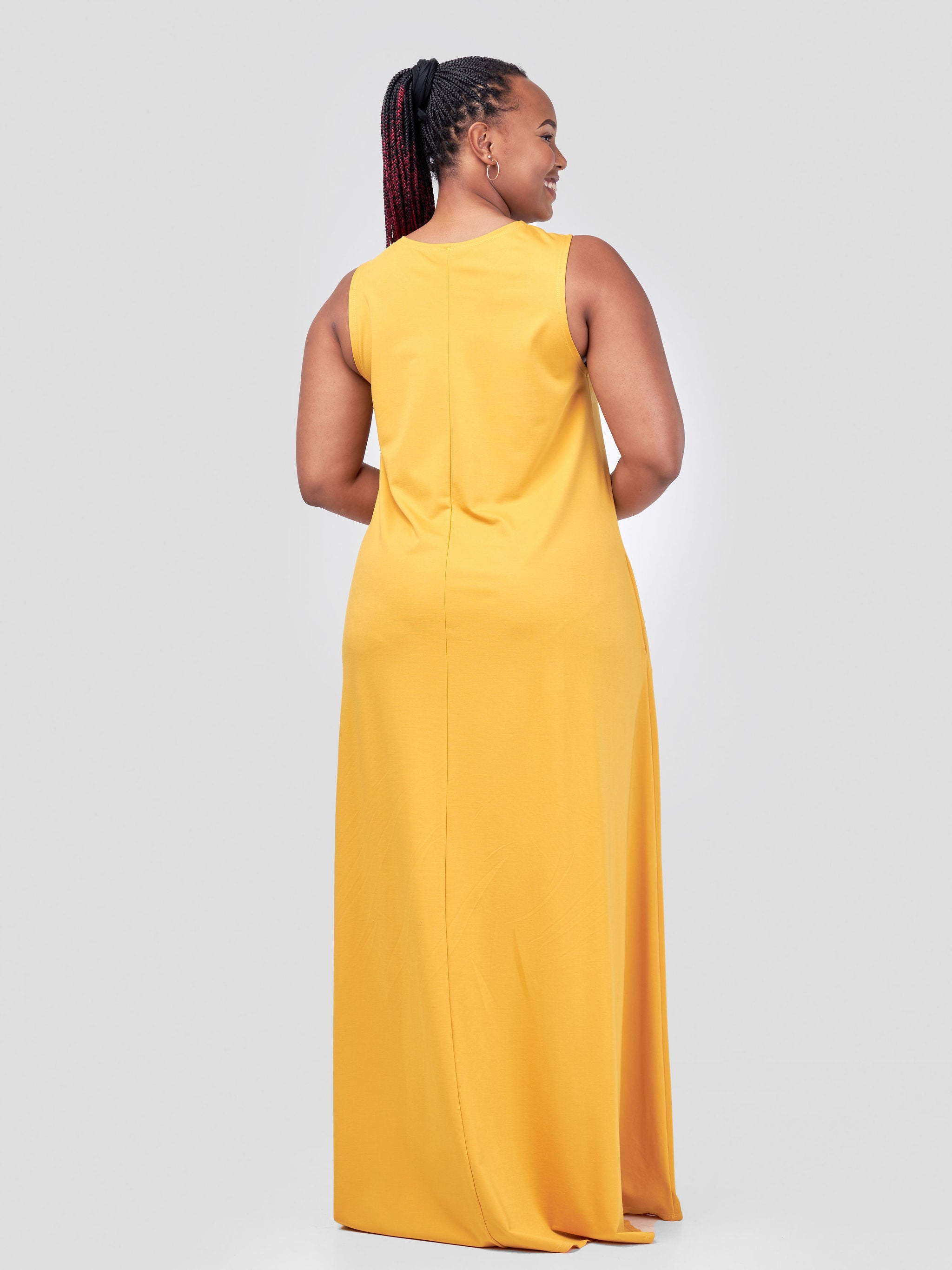 Vivo Basic Sleeveless Kena Tent Maxi Dress - Mustard