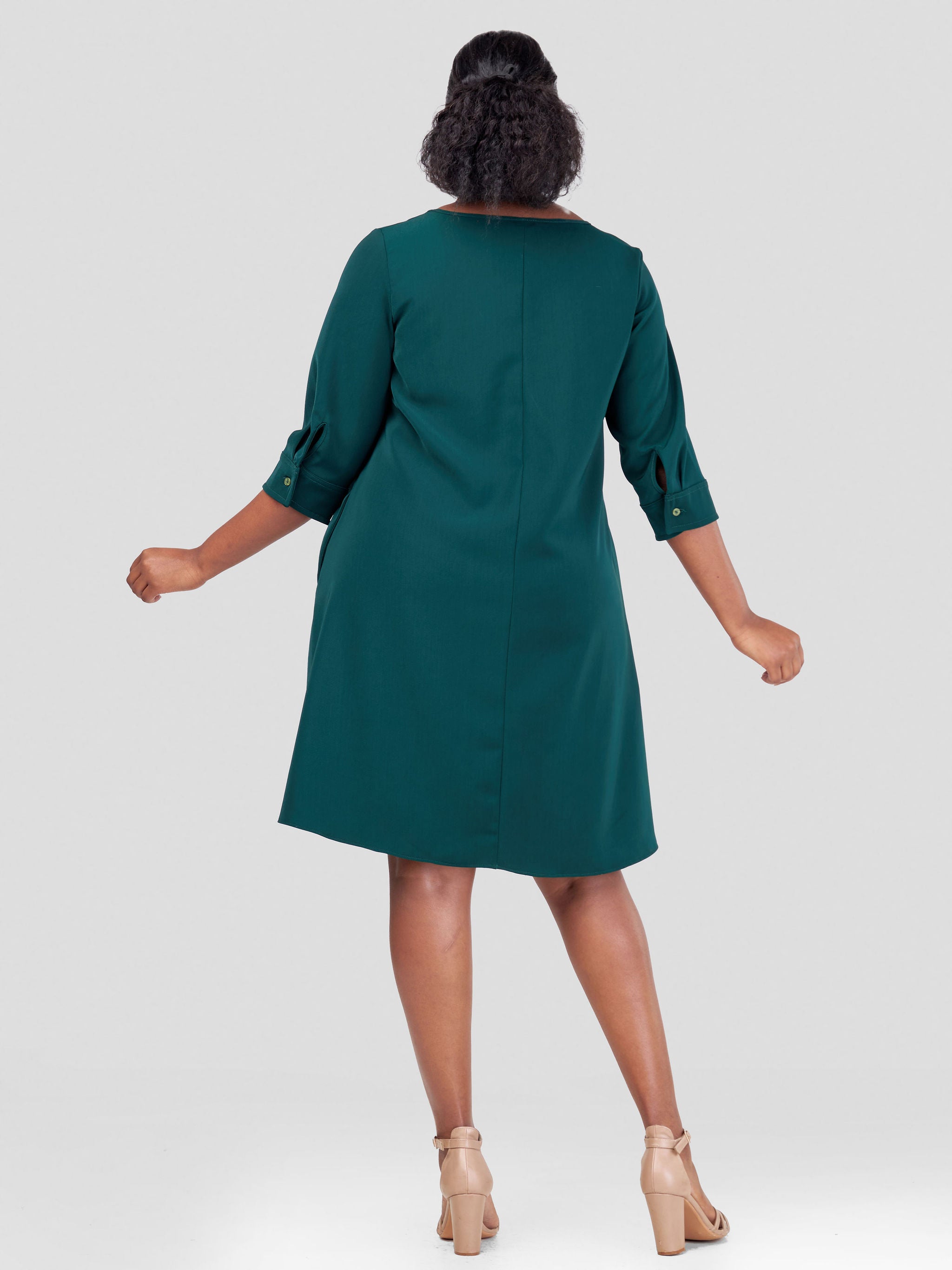 Vivo Tatili 3/4 Sleeve Tent Dress - Dark Green