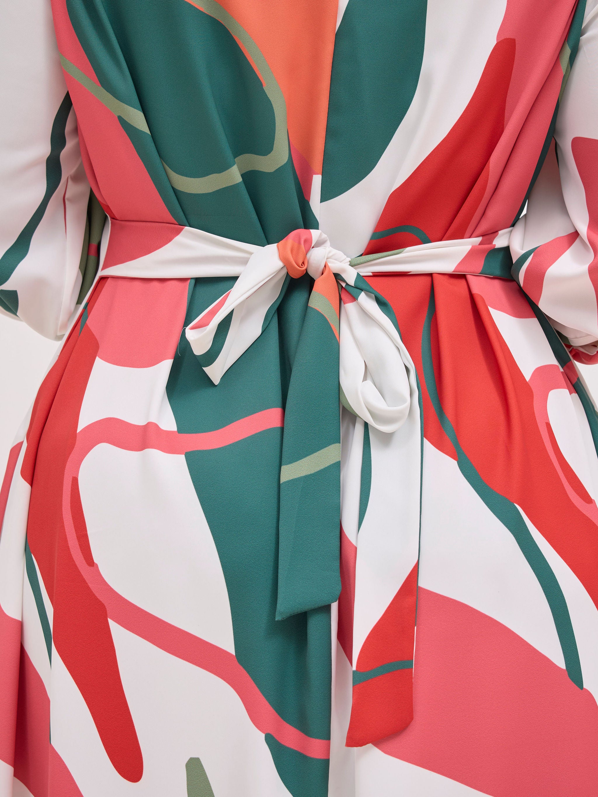 Vivo Hadiya Tie Maxi Dress - Red / Green Shira Print