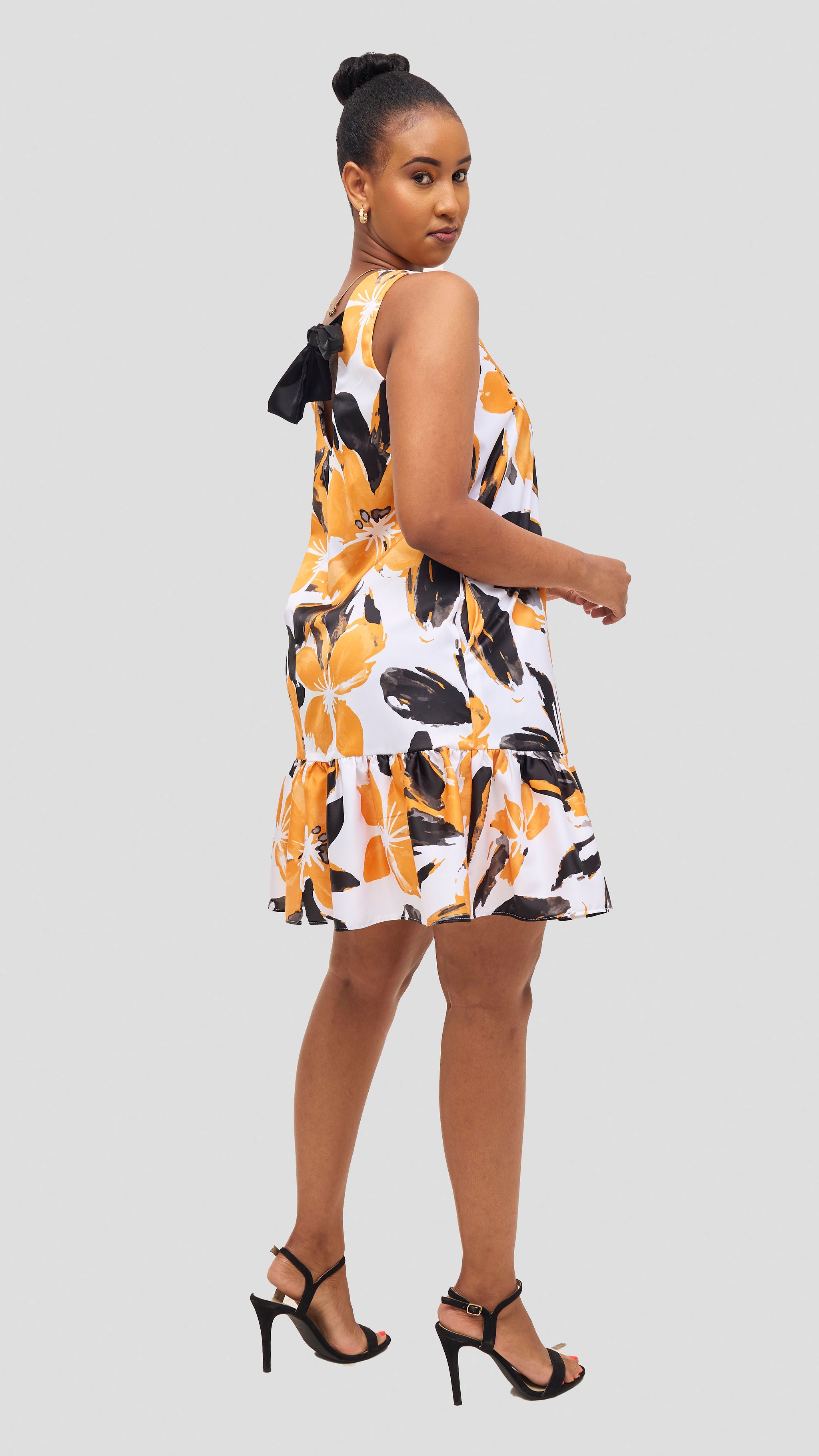 Vivo Iyana Knee Length Bubble Dress - Mustard / Navy Iya Pint