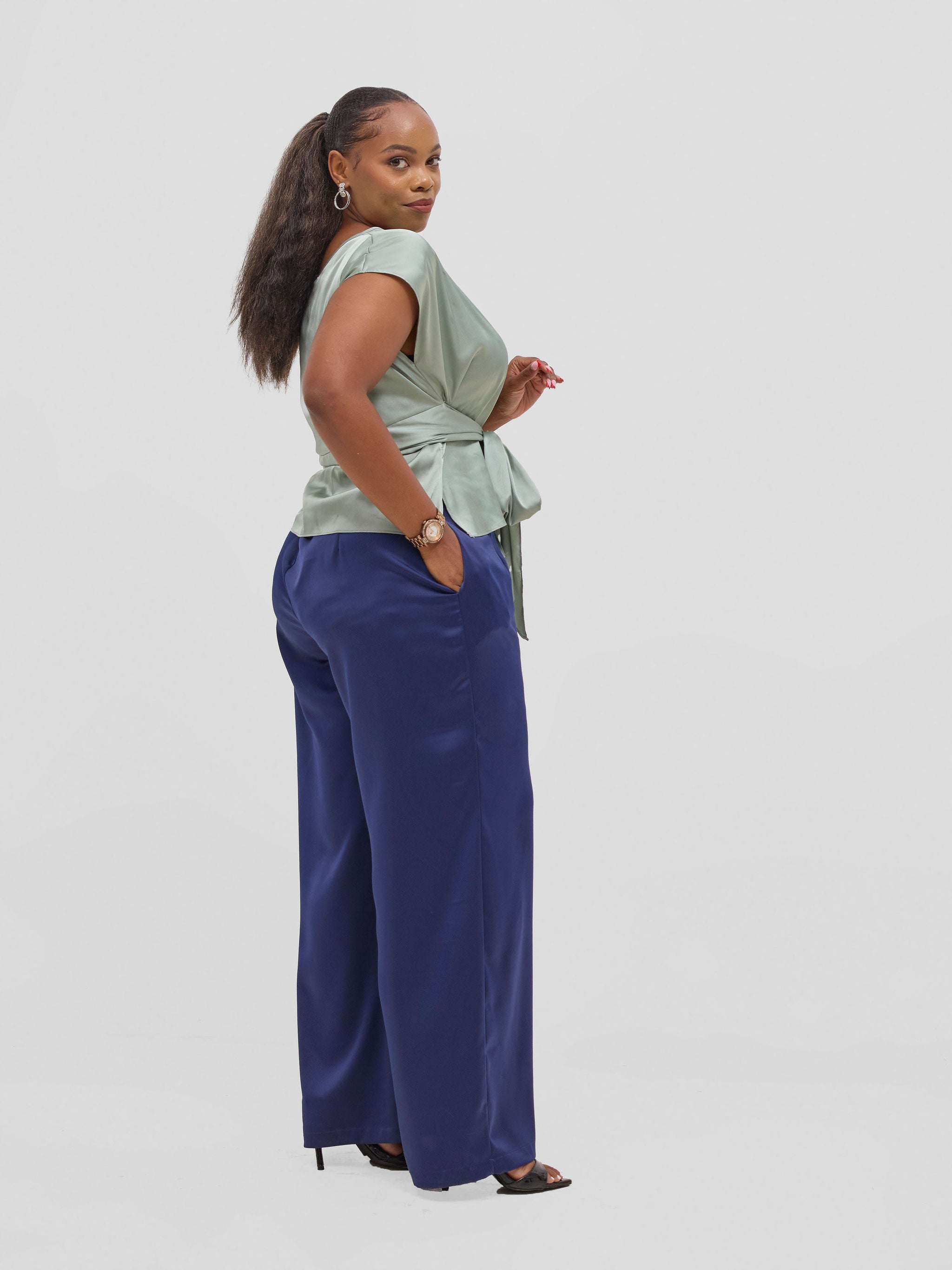 Vivo Yene Wide Leg Pants - Navy Blue