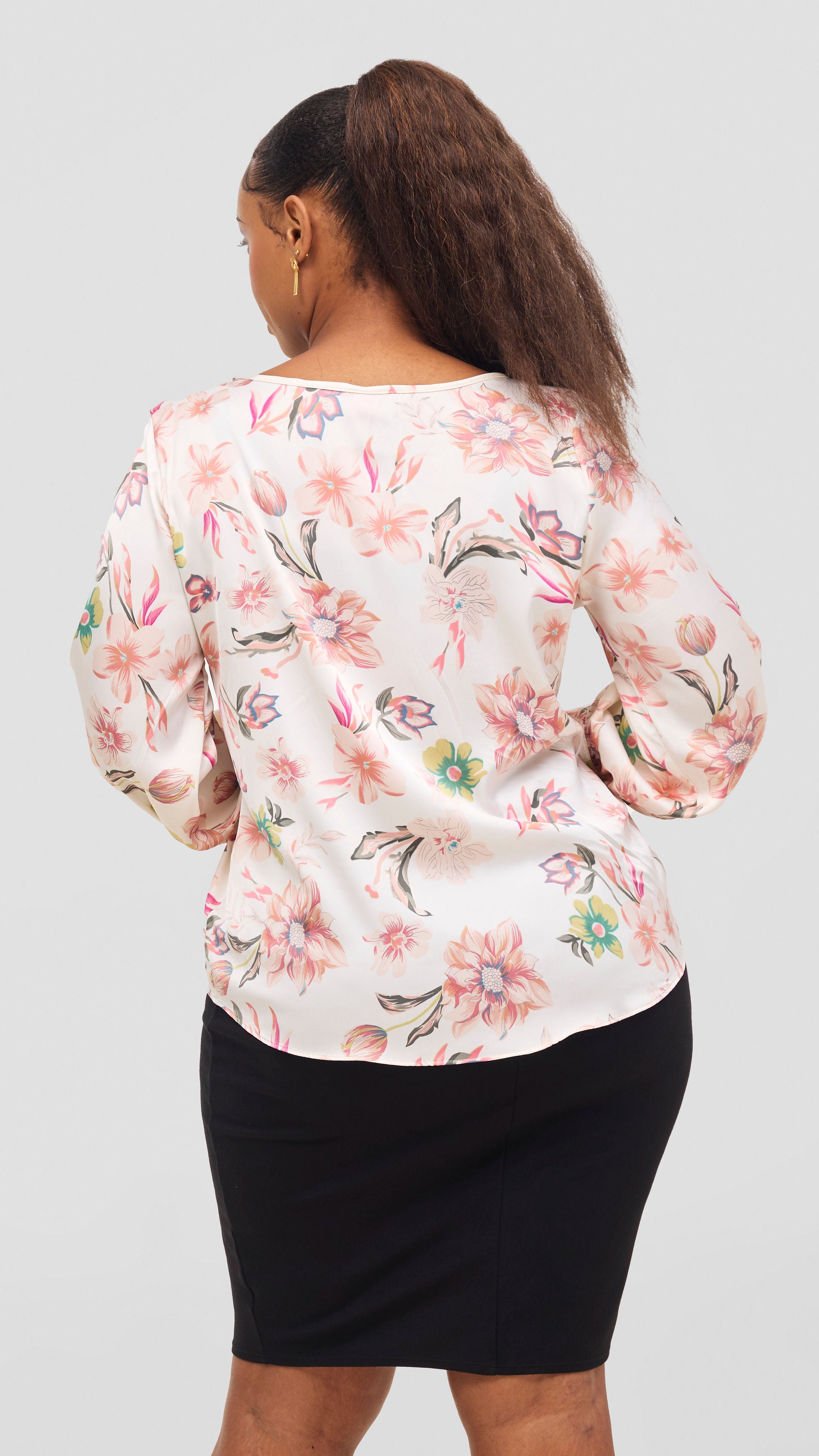 Vivo Tatili Bishop Long Sleeve Top - Pink / Offwhite Print