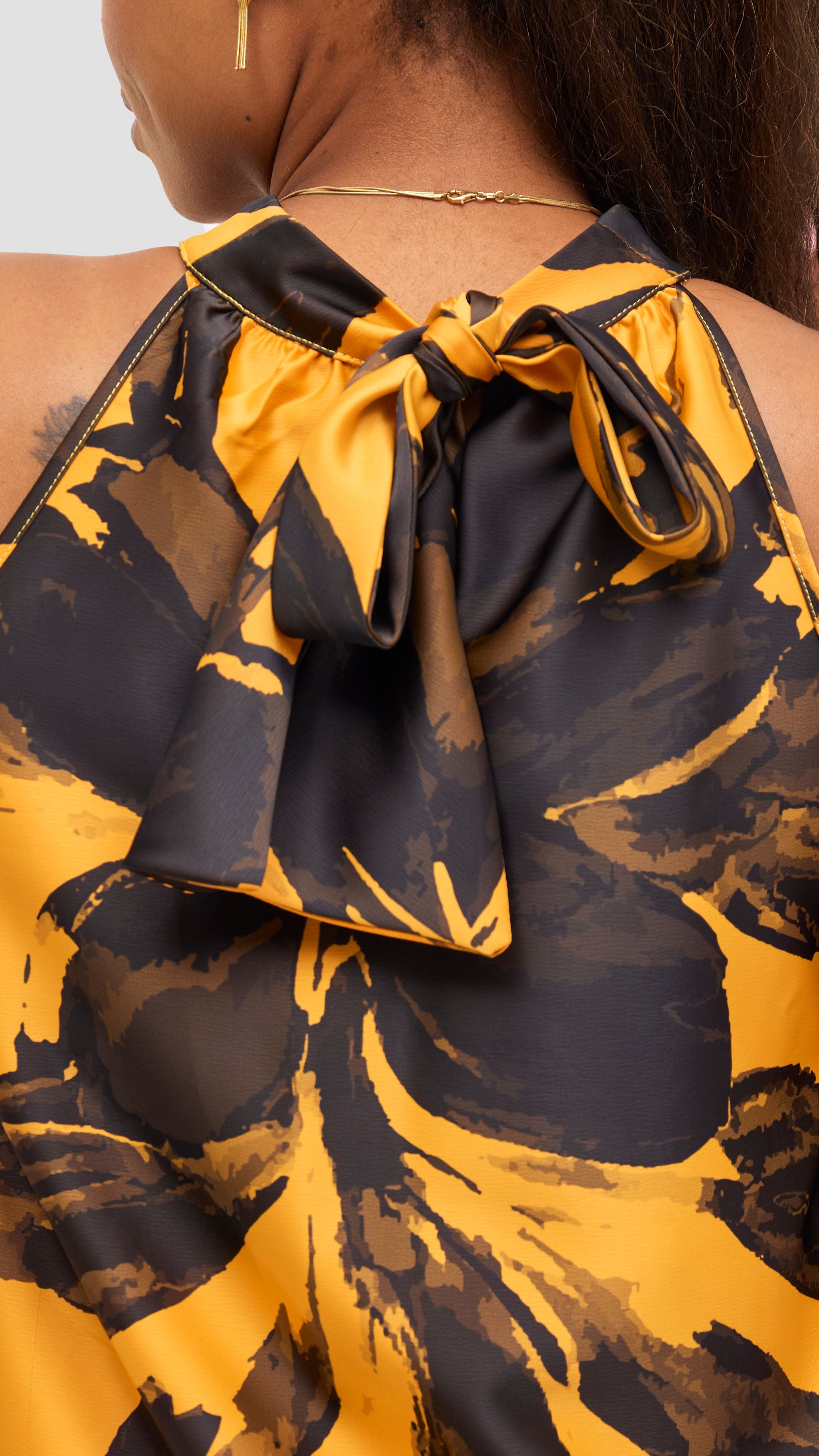 Vivo Iyana Knee Length Bubble Dress - Mustard / Navy Iya Pint