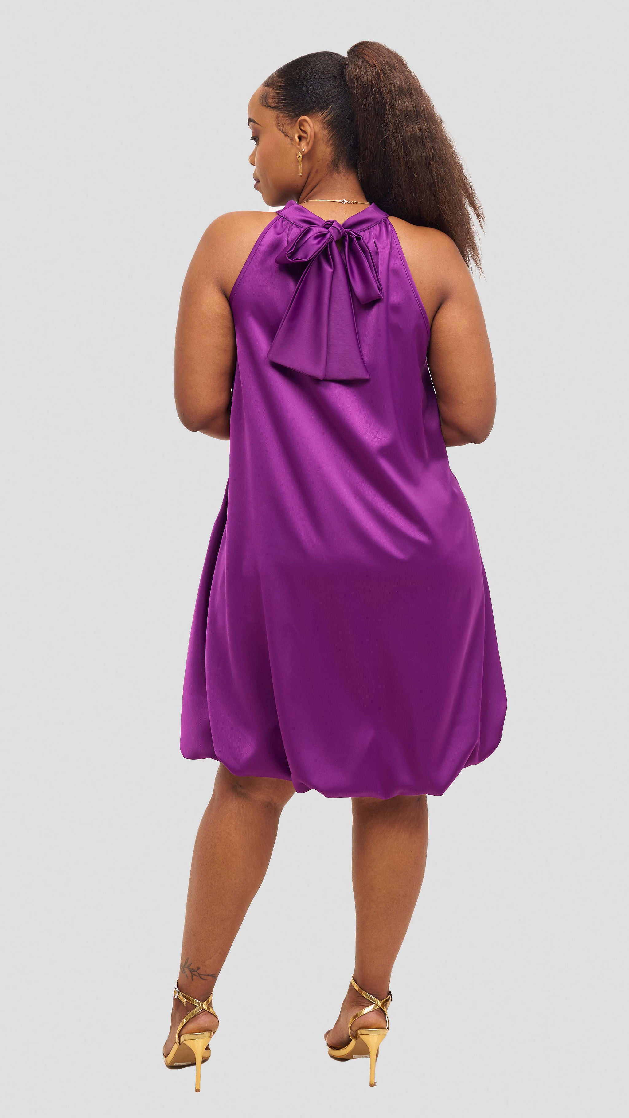 Vivo Iyana Knee Length Bubble Dress - Dark Magenta